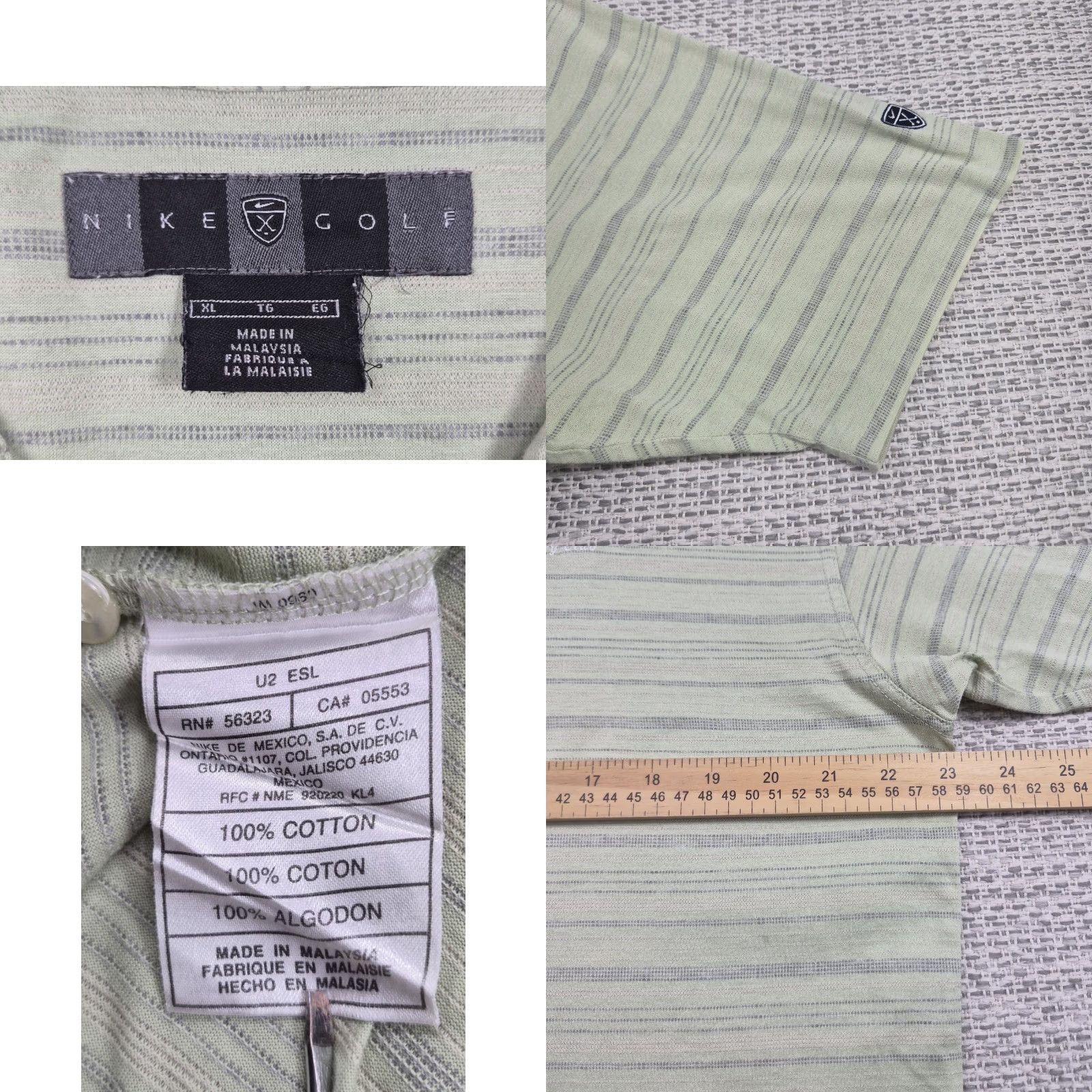 Nike Nike Golf Polo Shirt Mens XL Green Stripe Los Coyotes Country Club Cotton Knit Size US XL / EU 56 / 4 - 8 Thumbnail