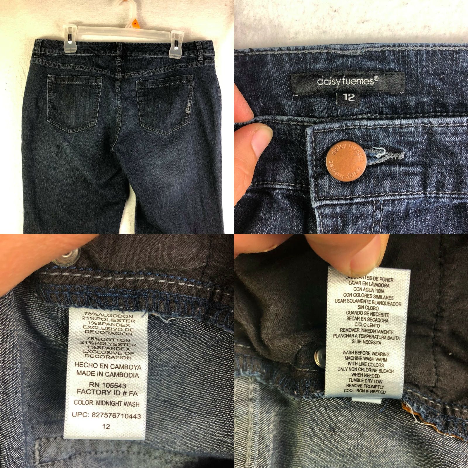 Denime Daisy Fuentes Mid Rise Bootcut Jeans Womens Size 12 Blue Denim Dark Wash Regular Inseam 31 in Size 34" / US 12 / IT 48 - 8 Thumbnail