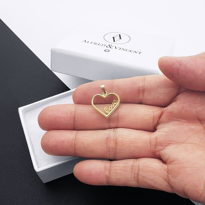 Other Open Heart Charm Cursive Love Script 14k Yellow Gold Pendant Size ONE SIZE - 3 Thumbnail