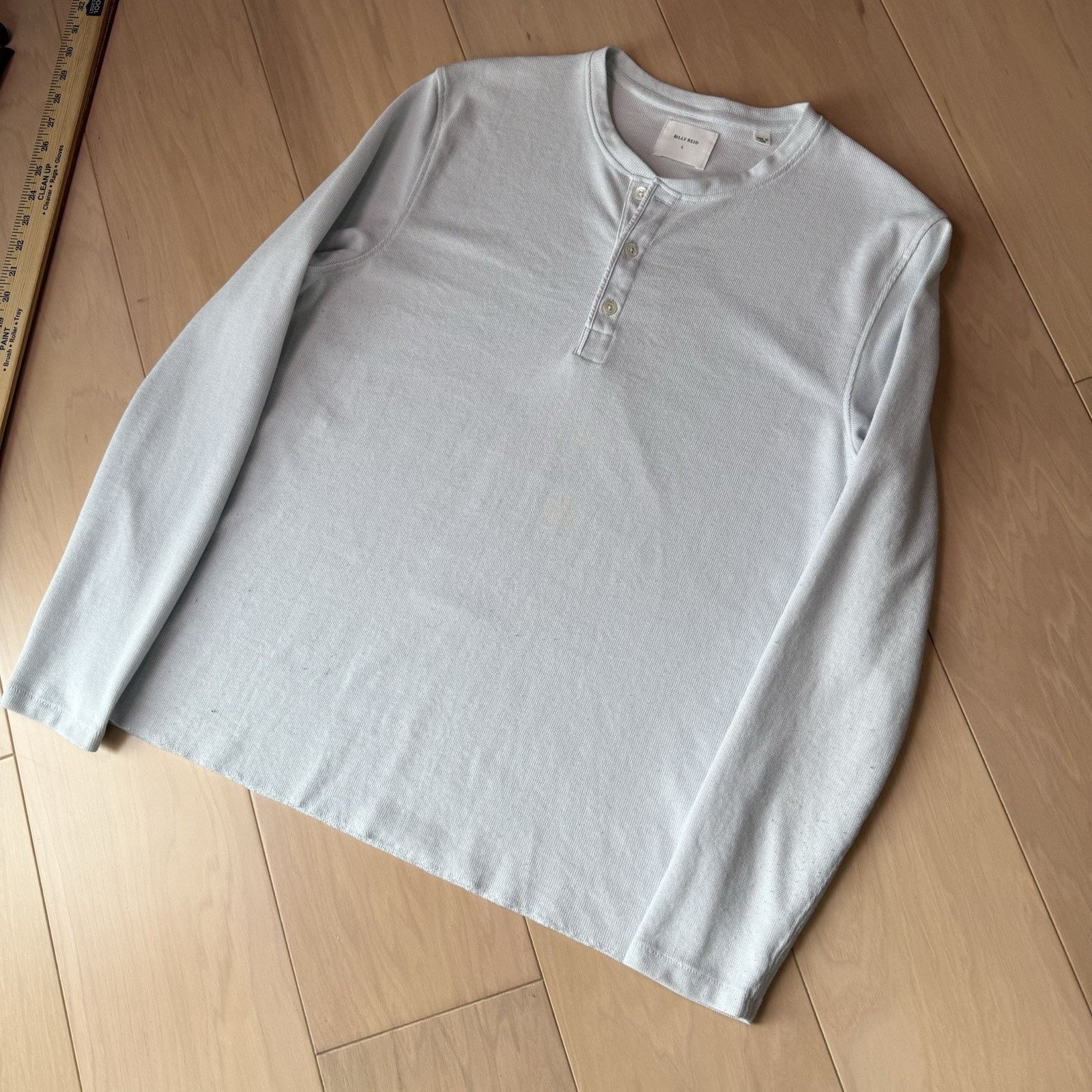 Billy Reid Billy Reid Henley Shirt L Gray Blue Tint Long Sleeve Cotton Size US L / EU 52-54 / 3 - 10 Thumbnail
