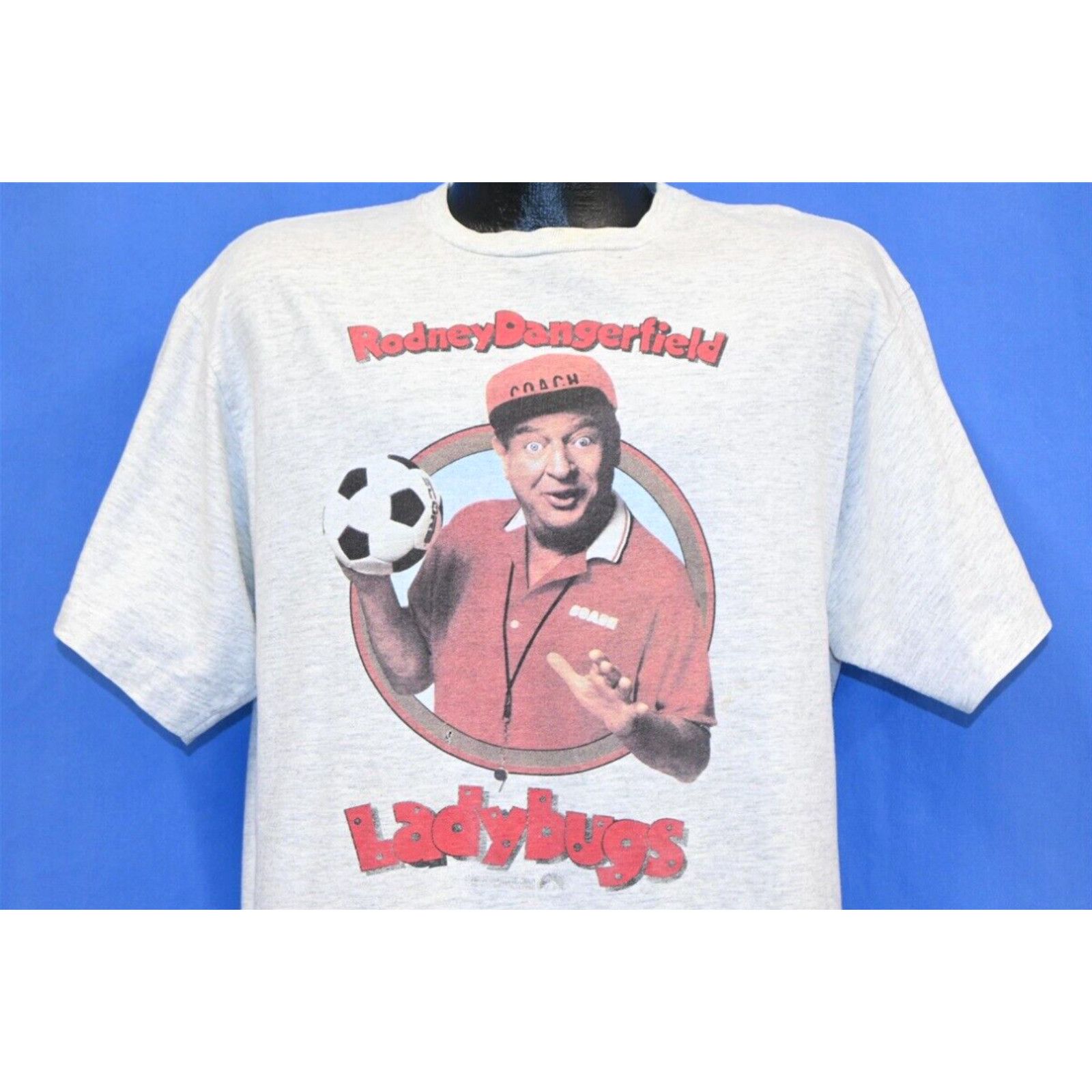 image of Tultex Vintage 90's Rodney Dangerfield Ladybugs Soccer Comedy Movie Film T-Shirt Large L in White