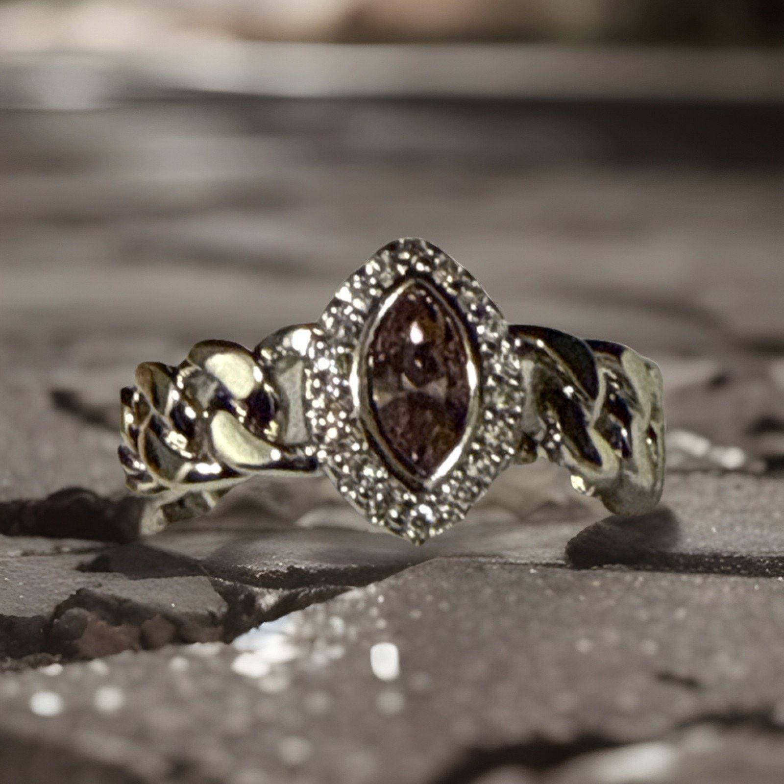 Other Silvertone Pink Swarovski Stone Ring Adjustable SIze Size ONE SIZE - 3 Thumbnail