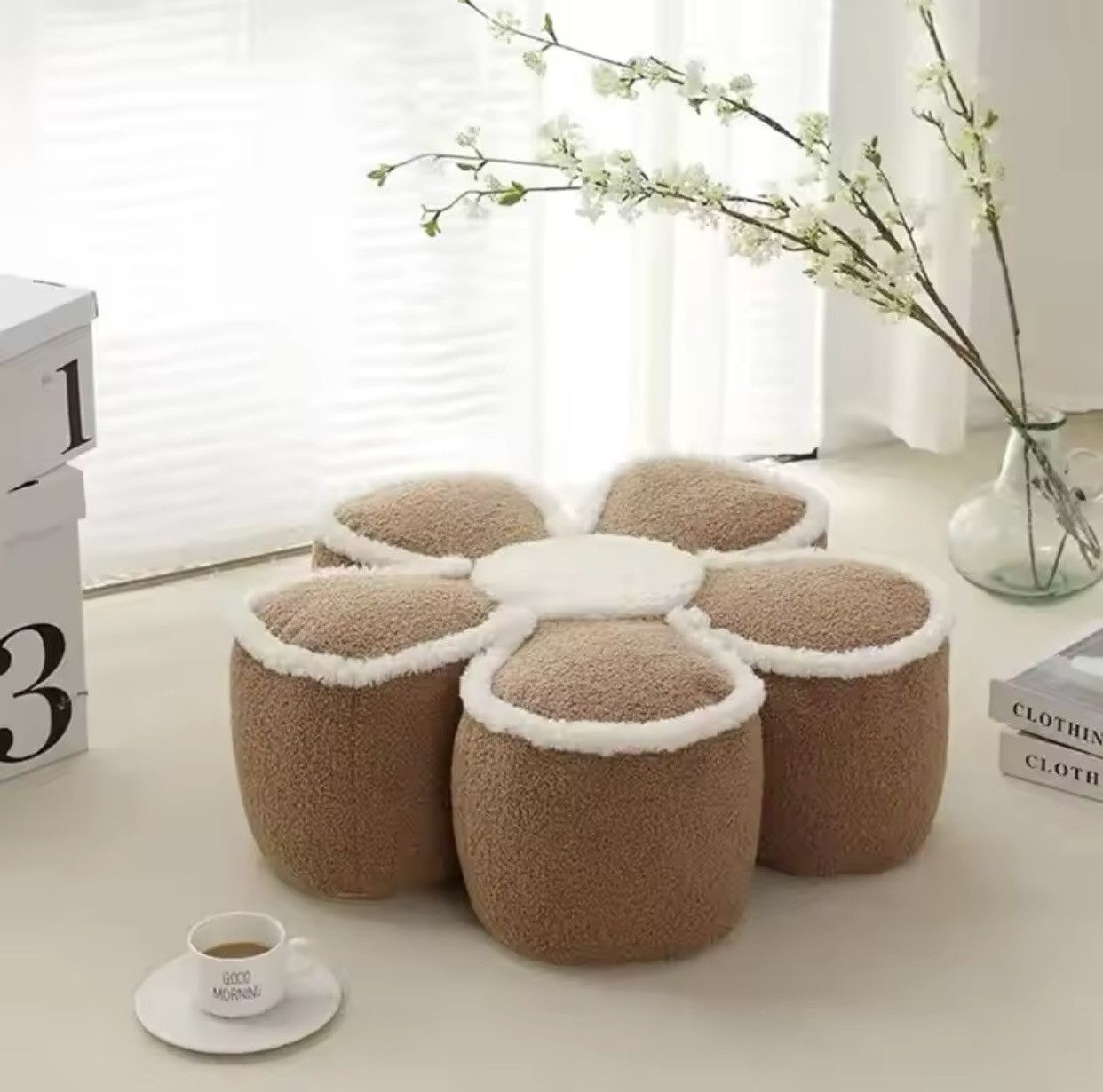 Vintage Nordic Flower Shaped Irregular Seat Pier Seat Cushion Size ONE SIZE - 1 Thumbnail