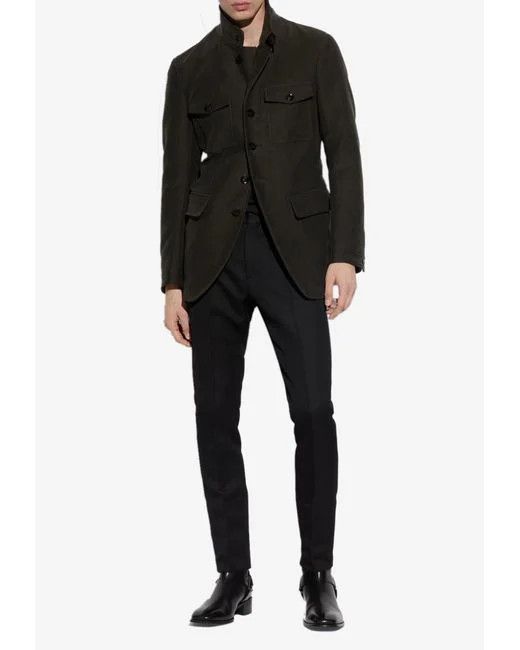 Tom Ford oc11z0625 Buttoned Military Jacket in Black Size US M / EU 48-50 / 2 - 2 Thumbnail