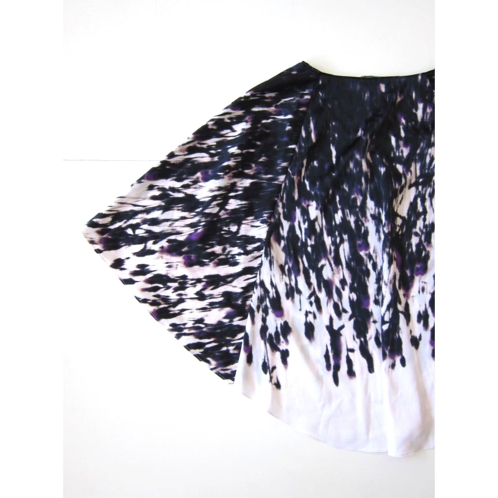 Vintage Tahari Purple Black Pink Silky Tie Dye V-Neck Tunic Flowy Blouse Women XS Size XS / US 0-2 / IT 36-38 - 5 Thumbnail