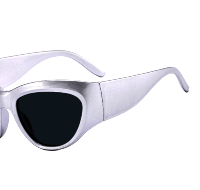 Vintage Punk Silver Black Cat Eye Aviation Sunglasses Cyber Rave Size ONE SIZE - 4 Thumbnail