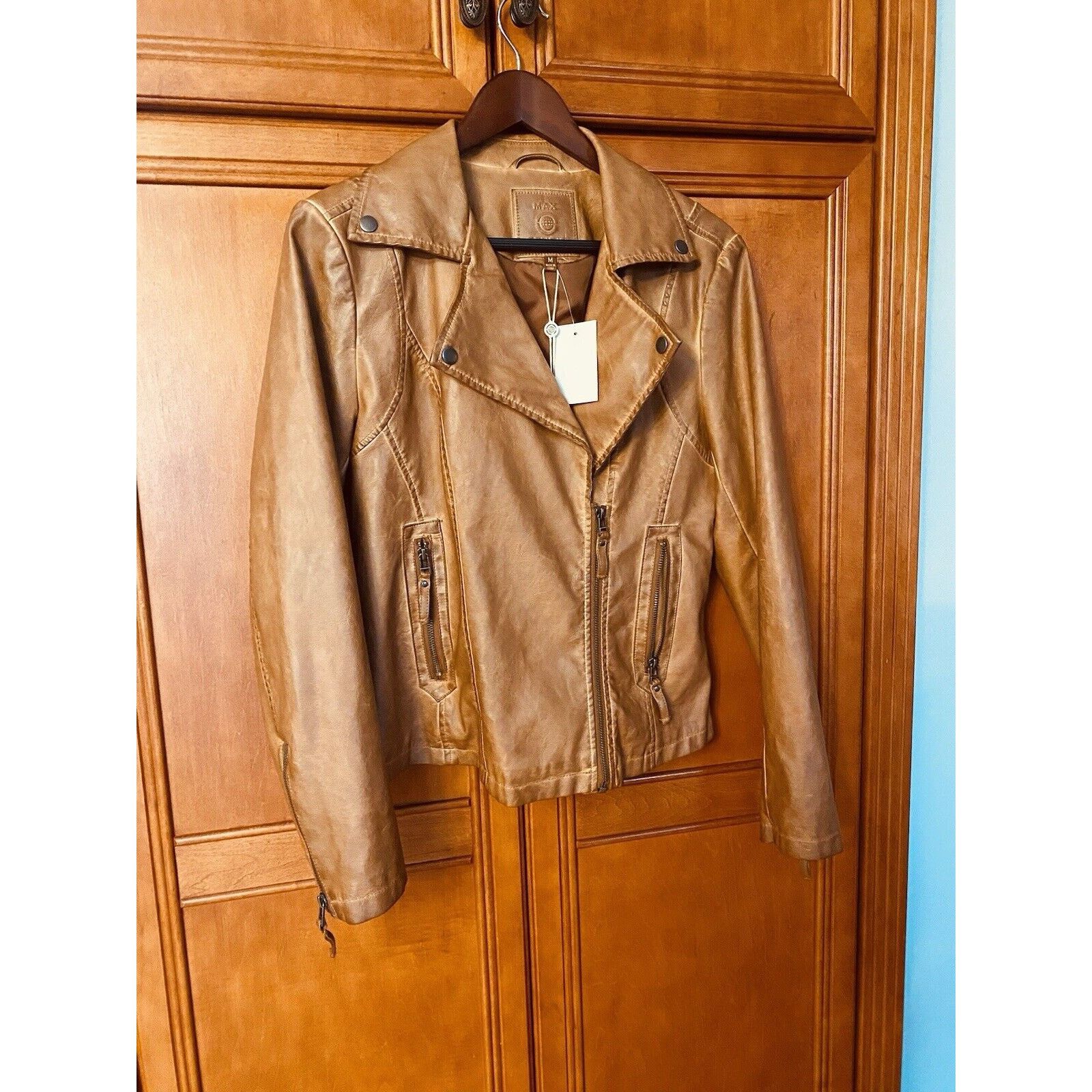 Other Max Studio Cognac Brn Faux Leather Moto Jkt Asymmetrical med Size M / US 6-8 / IT 42-44 - 2 Thumbnail