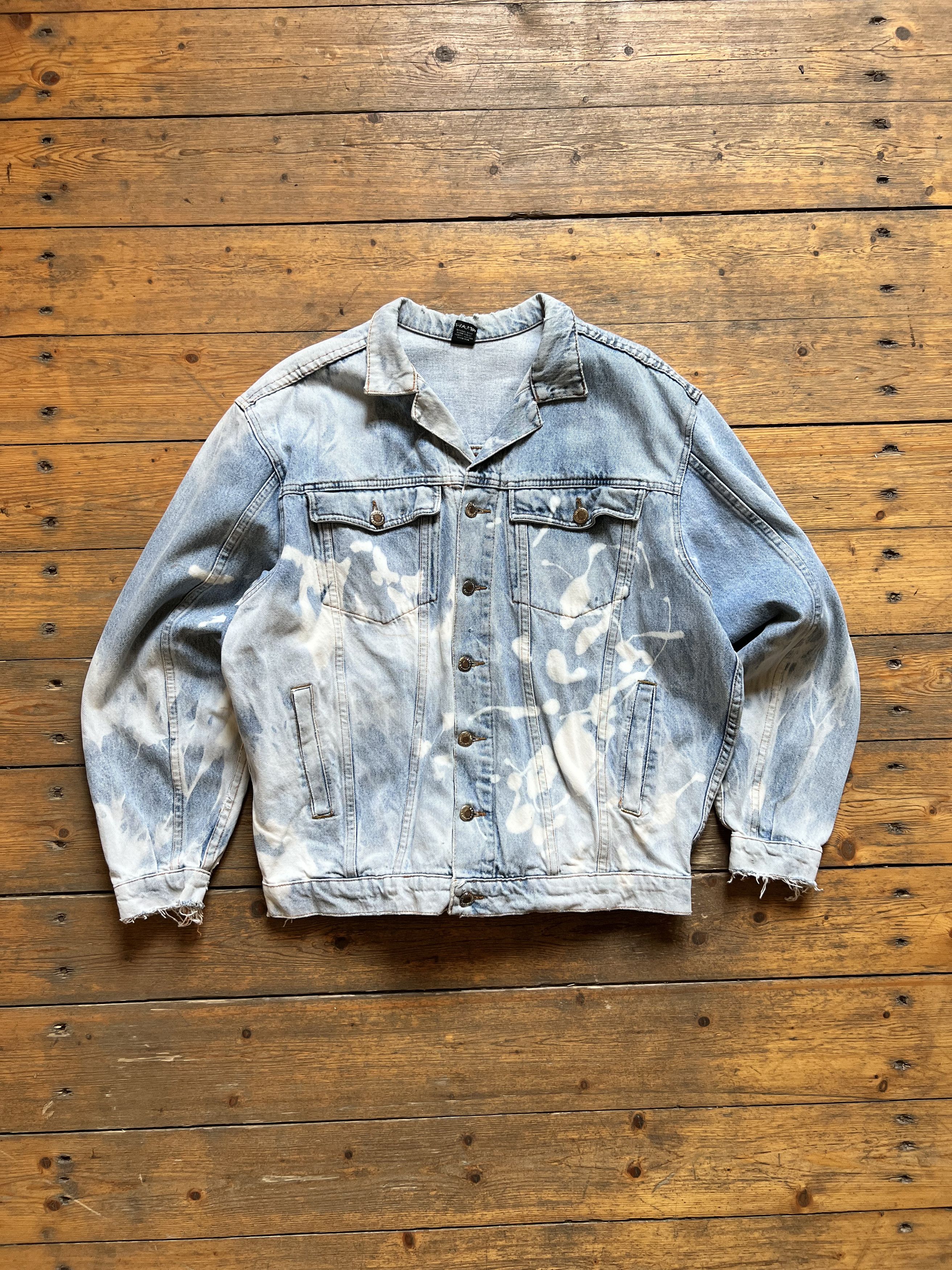 Other Vintage Bleached Blue Look Bomber Denim Jeans Jacket Size US XL / EU 56 / 4 - 3 Thumbnail