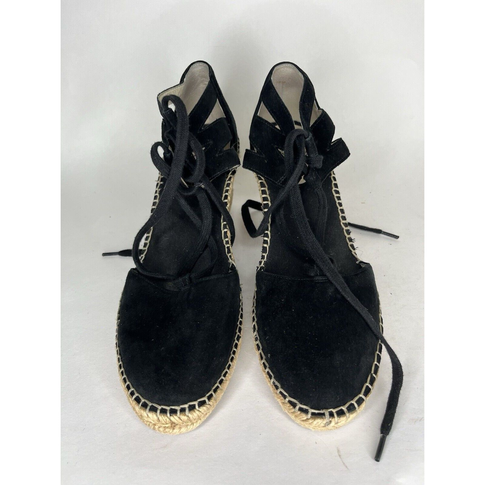 Other Abeo Black Suede Leather Lace Up Espadrilles Wedges Sandals Size US 9 / IT 39 - 2 Thumbnail
