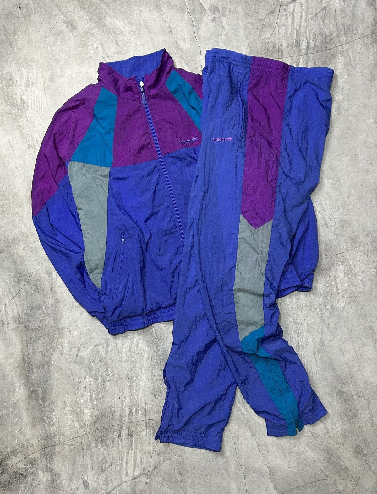 Adidas Vintage Adidas Tracksuit Track Jacket Track Pants Nylon Size US 38 / EU 54 - 1 Thumbnail
