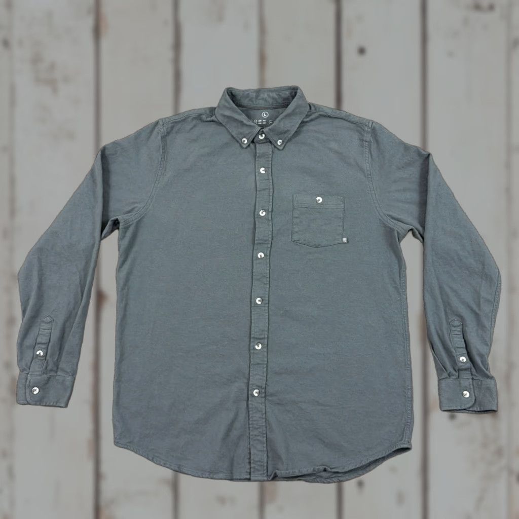Vintage Free Fly Shirt Mens L Gray Flannel Button Up Long Sleeve Pocket Casual Size US L / EU 52-54 / 3 - 1 Thumbnail