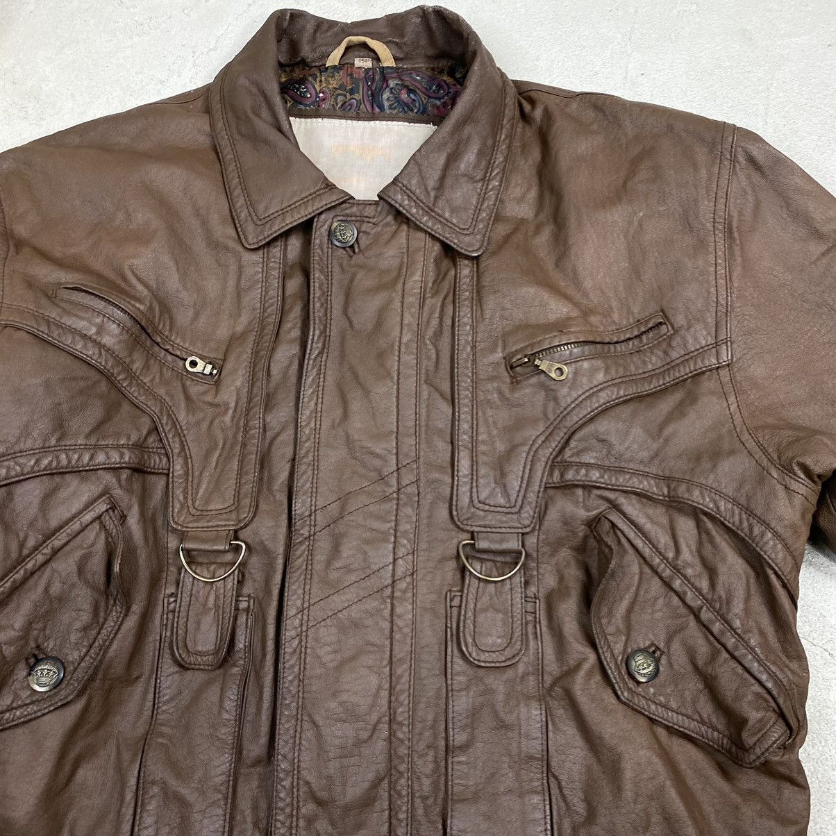 Vintage Real leather jacket vintage brown faded washed archive Size US L / EU 52-54 / 3 - 4 Thumbnail