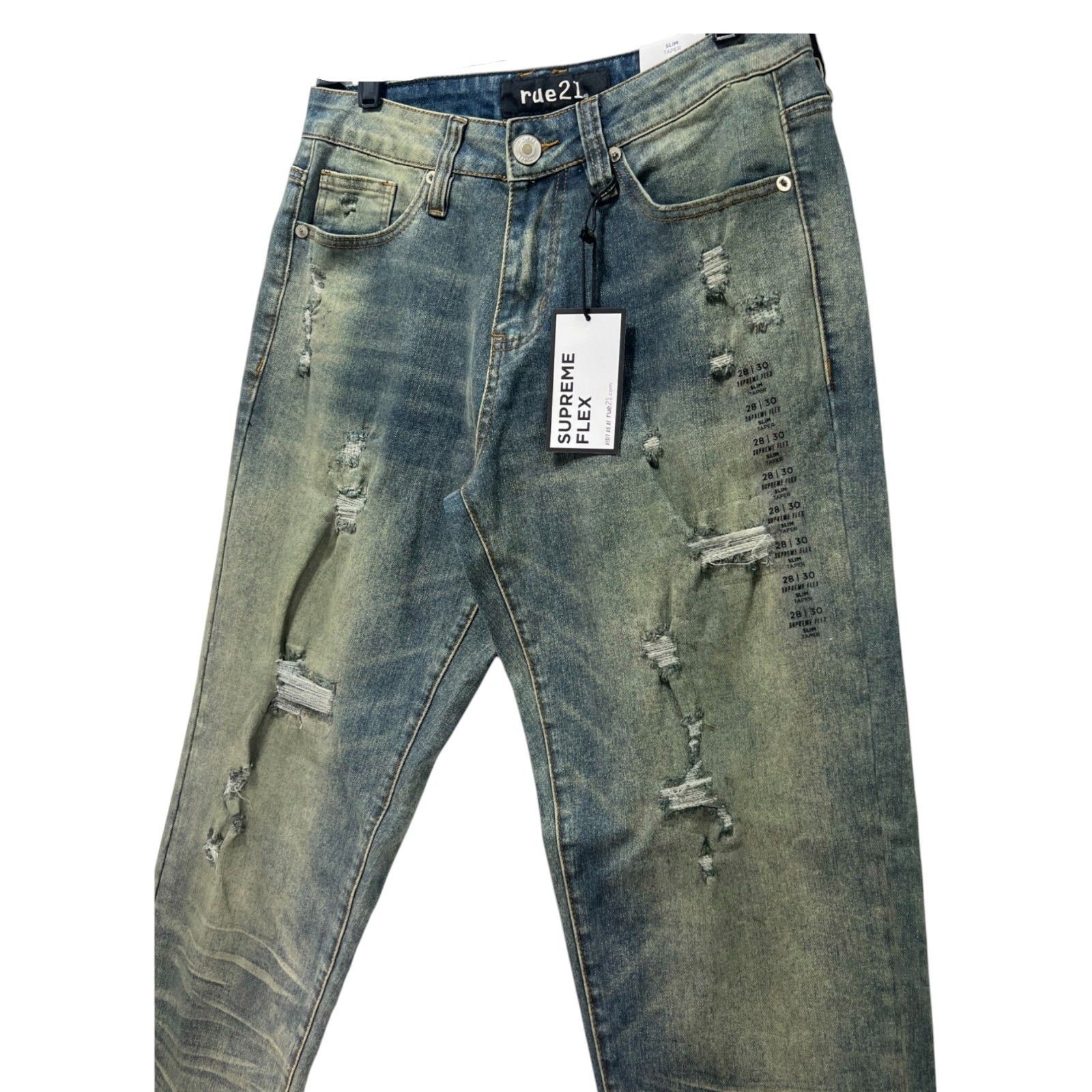 rue21 Rue 21 - Men's Supreme Flex Slim Taper Jeans Distressed - Bl Size US 28 / EU 44 - 13 Thumbnail