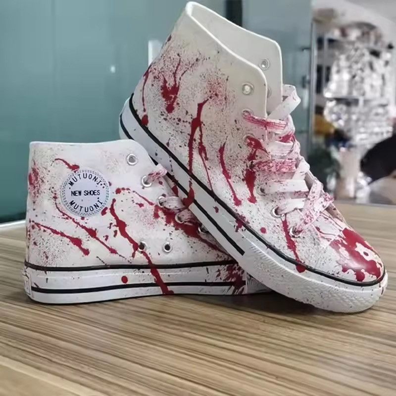 Japanese Brand Color Ink Splatter Canvas High-Top Sneakers Size US 6.5 / IT 36.5 - 4 Thumbnail