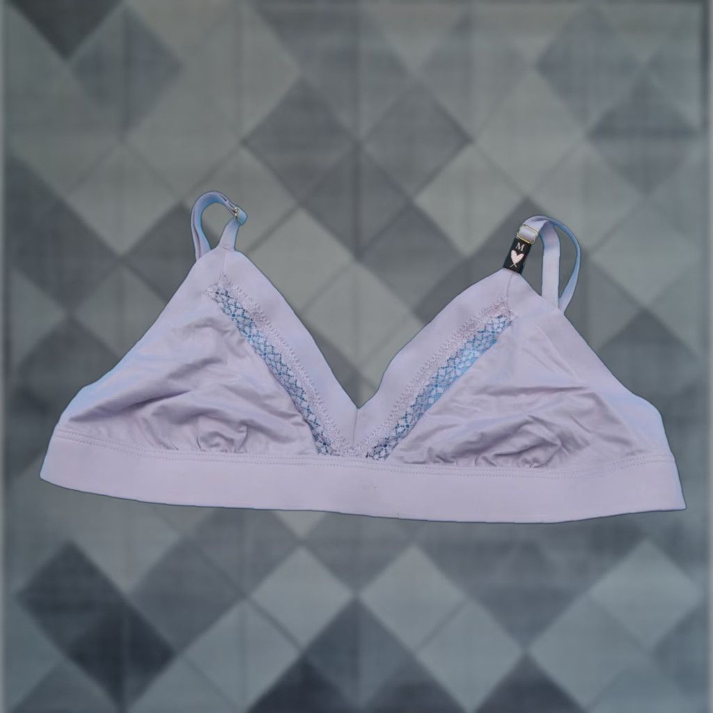 Victorias Secret Vintage Victoria's Secret Incredible Bralette Bra Women's Medium Light Blue Lace Trim Wireless C Cup
