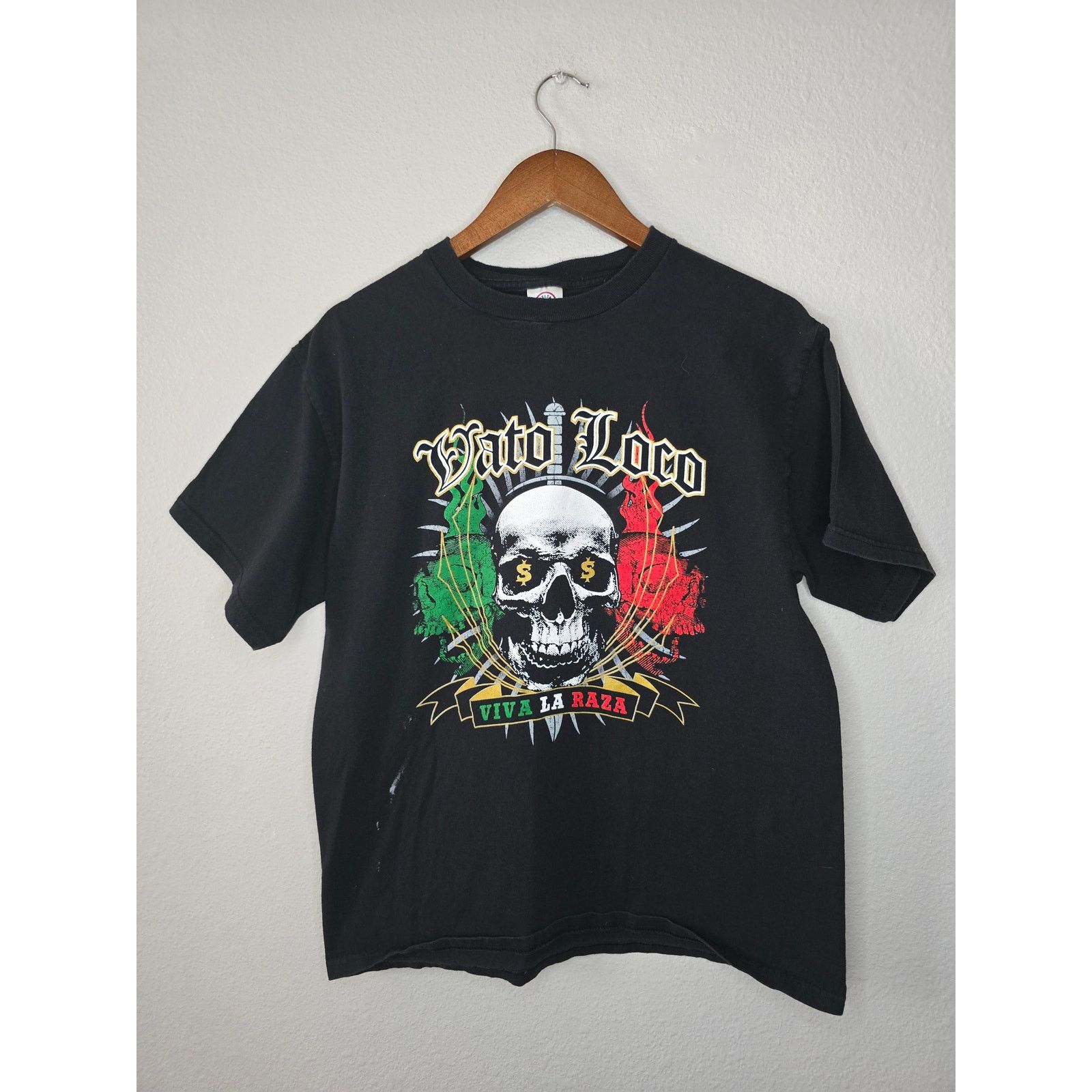 Other Y2k Mexican Skull Viva La Raza Vato Locos Men L Black Tee Size US L / EU 52-54 / 3 - 1 Thumbnail