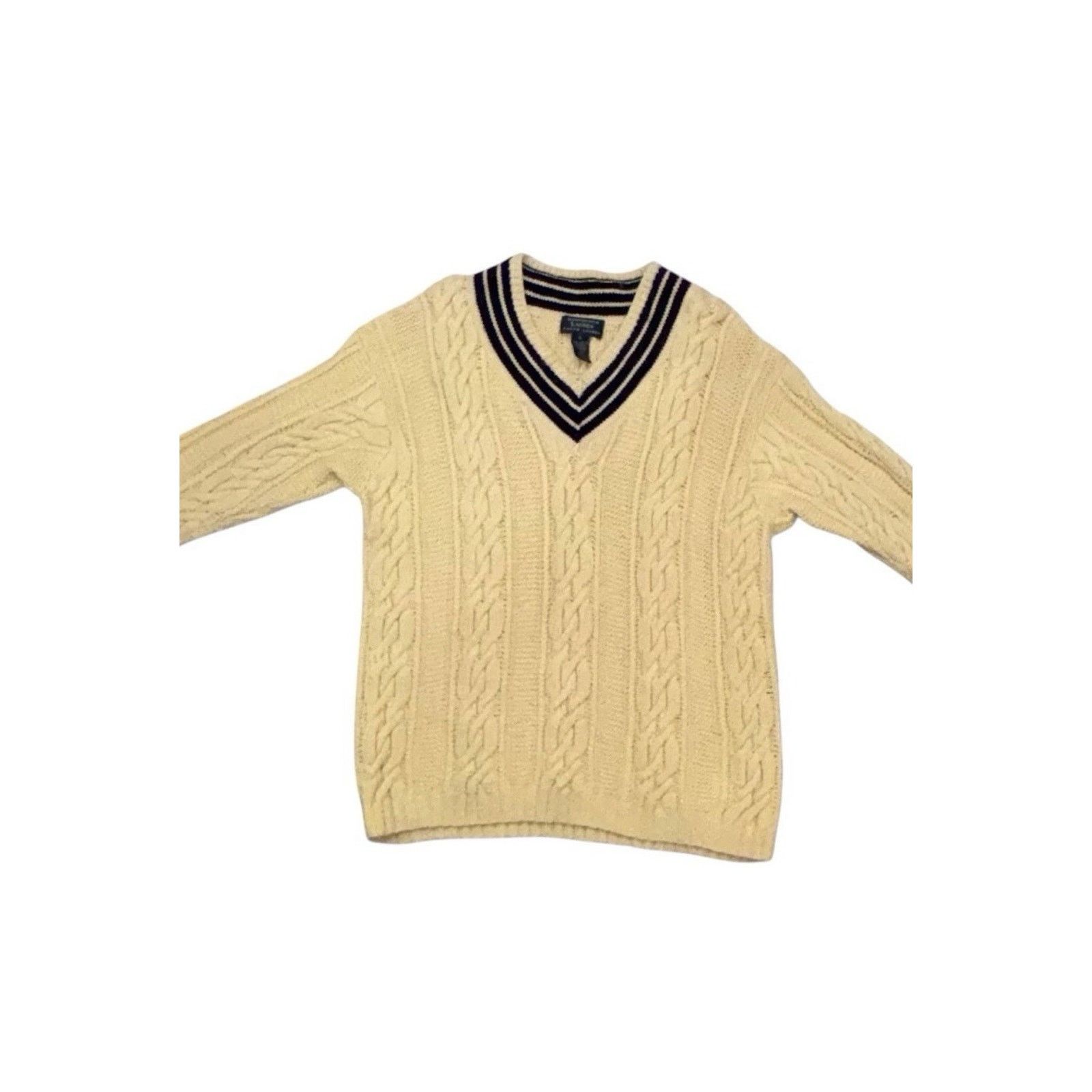 Lauren Ralph Lauren 90s Ralph Lauren Hand Knit Sweater Yellow Navy Polo Pony Size L / US 10 / IT 46 - 4 Thumbnail