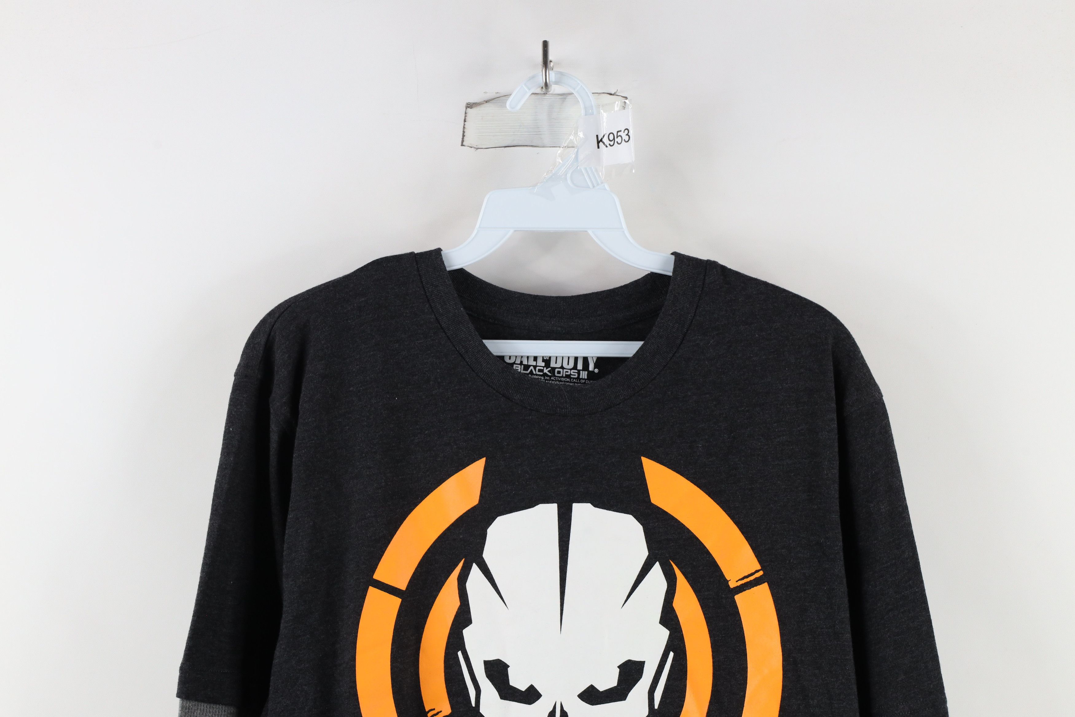 Vintage Y2K Waffle Knit Call of Duty Black OPS III T-Shirt Gray Size US L / EU 52-54 / 3 - 2 Thumbnail