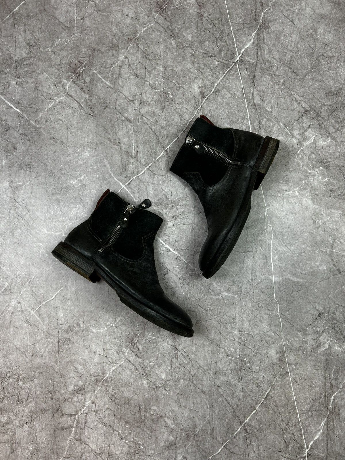 MoMA Women's Moma Biker Chelsea Leather Ankle Boots Dual Zip Size US 9 / IT 39 - 2 Thumbnail