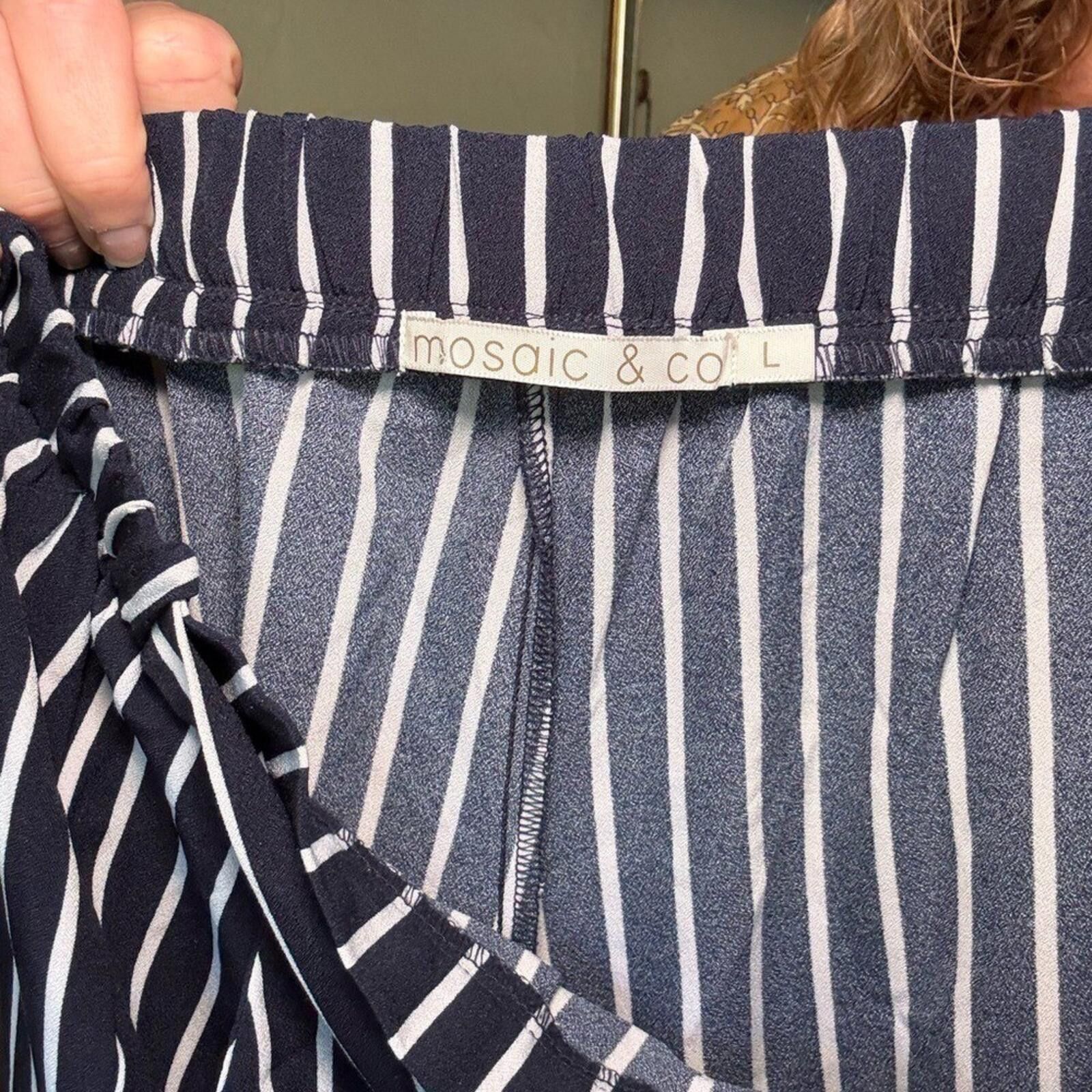 Other Mosaic & Co Black White Striped Tie Waist Pants High Rise L Size 36" / US 14 / IT 50 - 7 Thumbnail