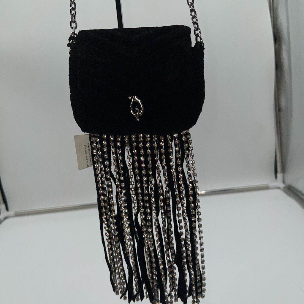 Rebecca Minkoff Rebecca Minkoff Edie Micro Suede Crystal Fringe Crossbody Ba Size ONE SIZE - 1 Thumbnail