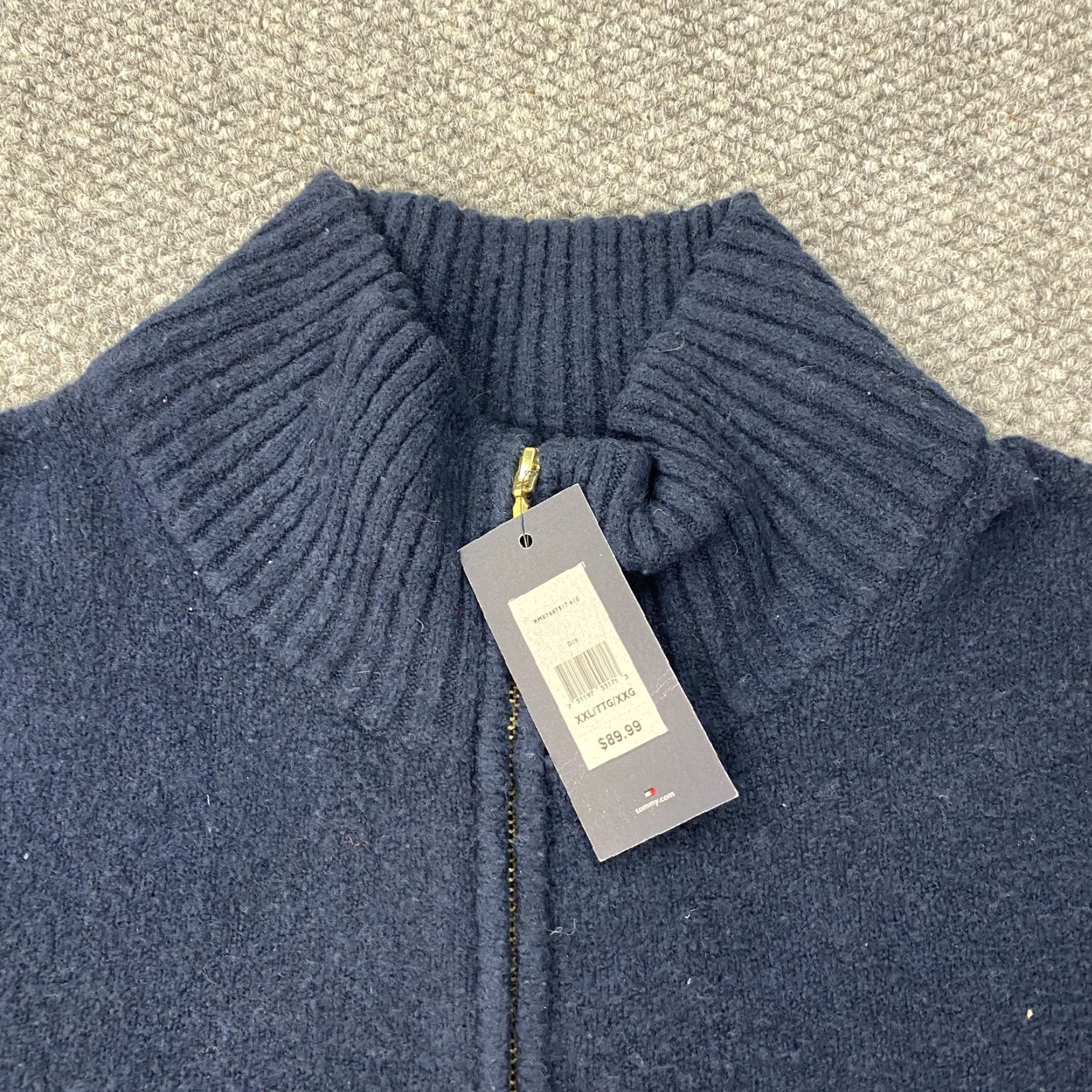 Tommy Hilfiger Tommy Hilfiger Sweater Women 2XL Navy Mock Neck Half Zip Knit Logo Embroidered Zipper Pullover Womens Size XXL / US 16-18 / IT 52-54 - 3 Thumbnail