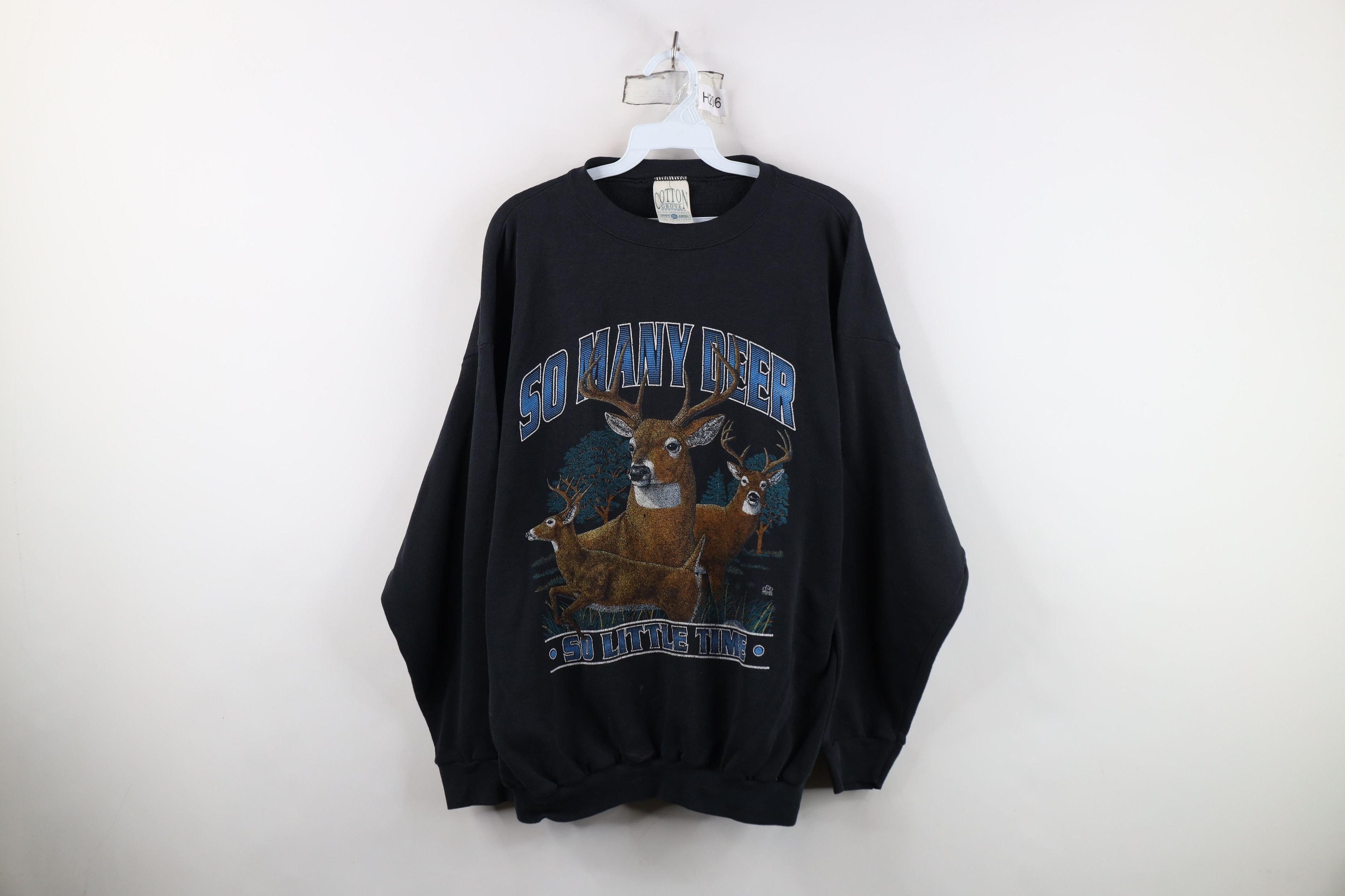 Vintage Vintage 90s Streetwear Deer Buck Sweatshirt USA Black Size US XXL / EU 58 / 5 - 1 Thumbnail
