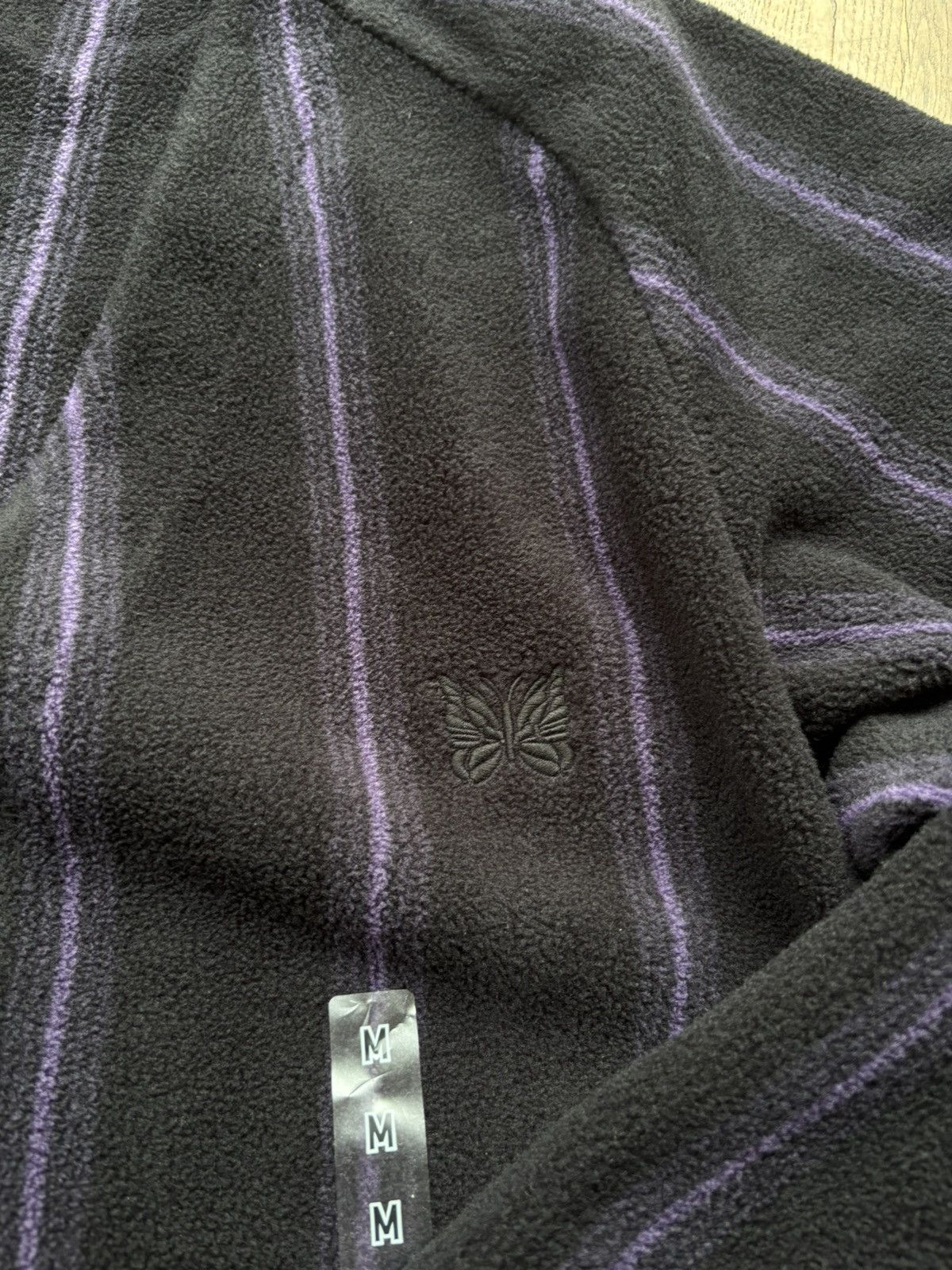 Needles Uniqlo Needles Striped Fleece Cardigan Medium Black Purple Size US M / EU 48-50 / 2 - 2 Thumbnail