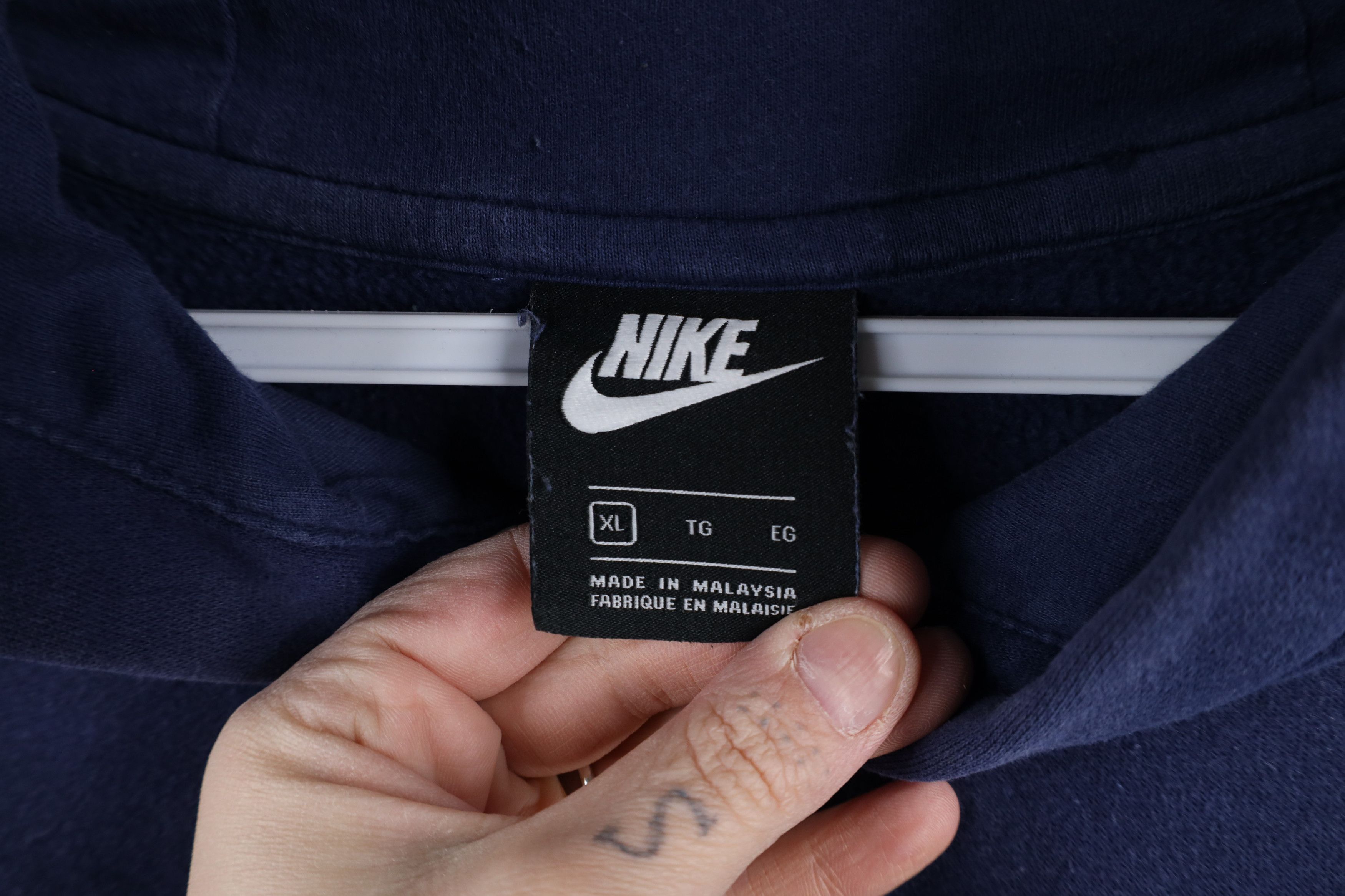 Nike × Vintage Vintage Y2K Nike Scott Mini Swoosh Hoodie Sweatshirt Blue Size US XL / EU 56 / 4 - 8 Thumbnail