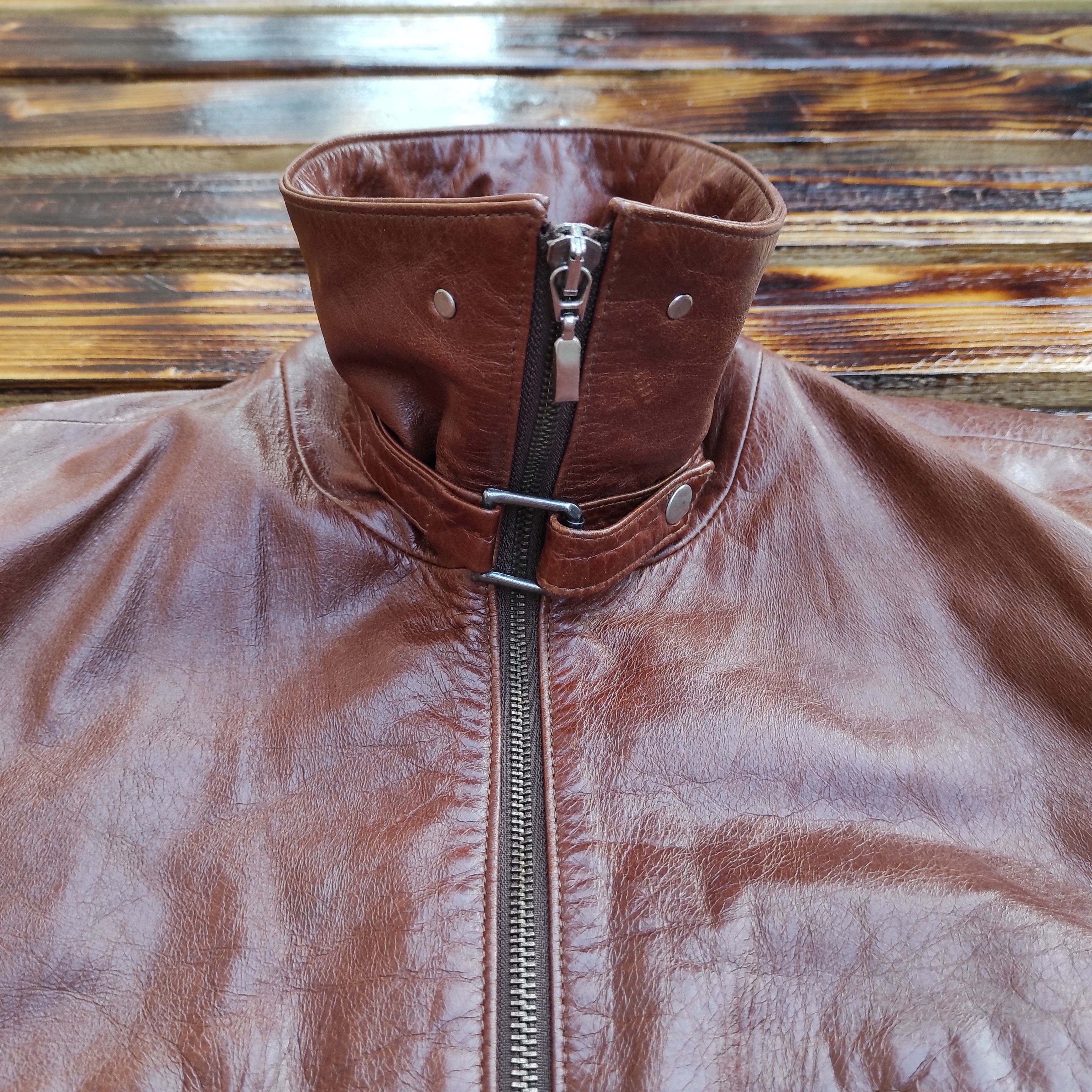 Genuine Leather × Leather Brown Bomber Men's Jacket - Genuine Lamb Leather - Size S Size US S / EU 44-46 / 1 - 7 Thumbnail