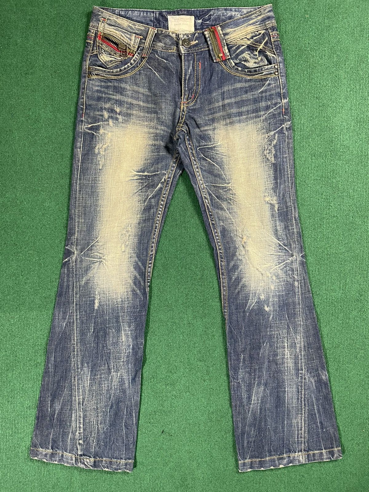 Japanese Brand Japanese Lolita Distressed Flair Cut Jeans Size US 34 / EU 50 - 1 Thumbnail