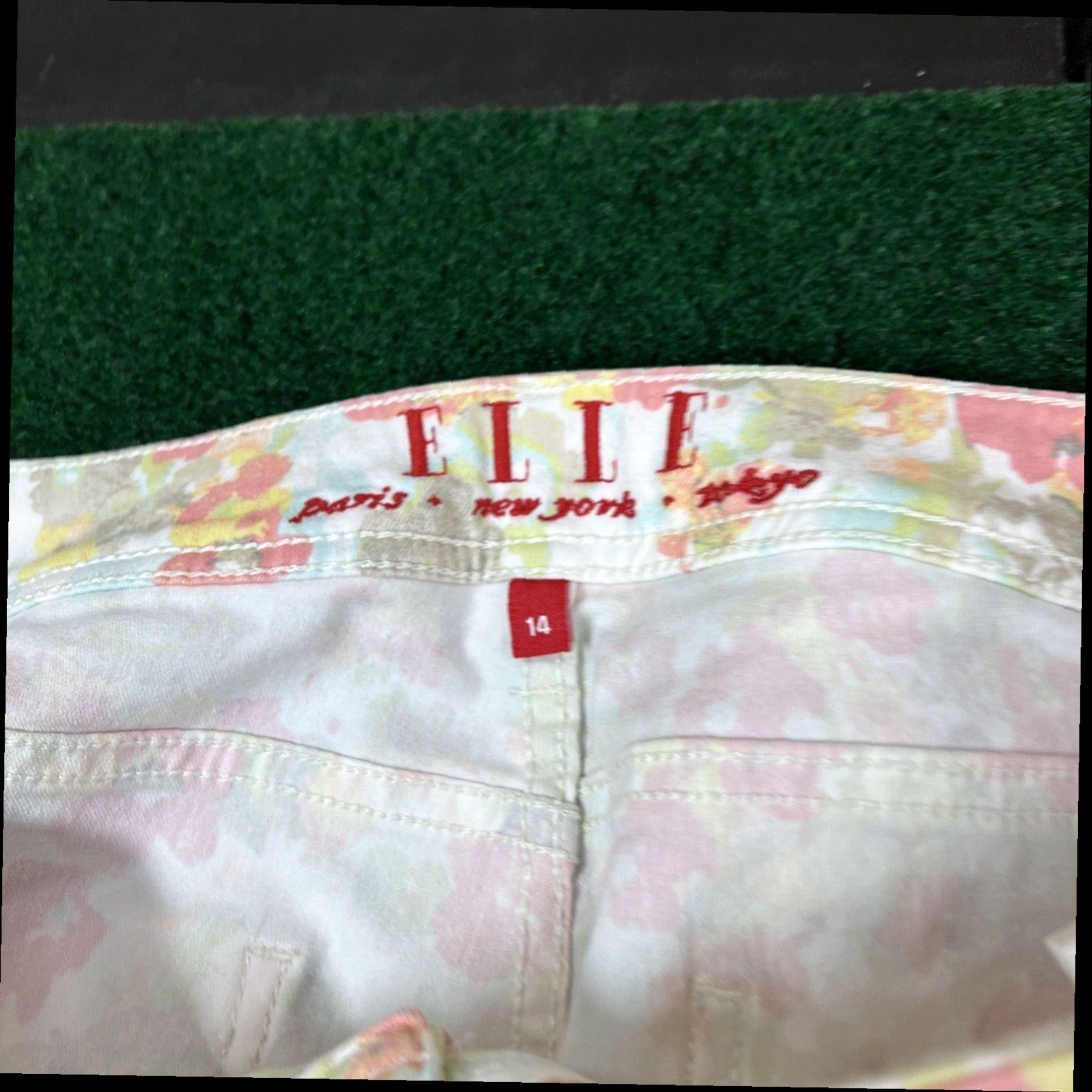 Vintage Elle Jeans Womens Size 14 Flower Pants Pockets Straight Casual 33x29 Ladies Size 36" / US 14 / IT 50 - 3 Thumbnail