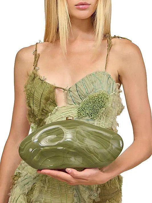 Cult Gaia os11x0326 Size: OS / The Caldera Oval Clutch in Green Size ONE SIZE - 3 Thumbnail