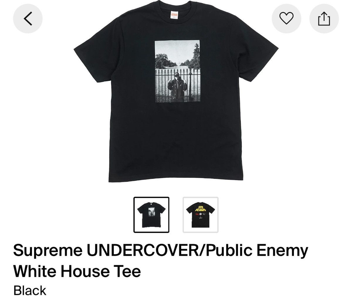 Public Enemy × Supreme × Undercover Supreme undercover public enemy White house tee black xl Size US XL / EU 56 / 4 - 2 Thumbnail