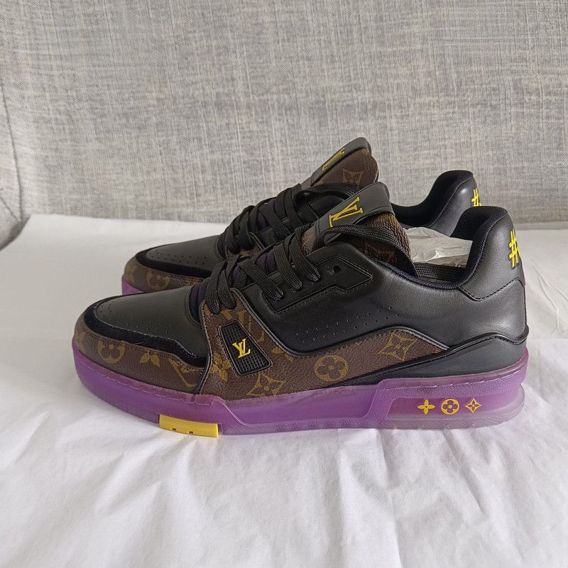 Louis Vuitton Louis Vuitton Trainer Sneakers in Purple and Gold 0079 Size US 9.5 / EU 42-43 - 1 Thumbnail