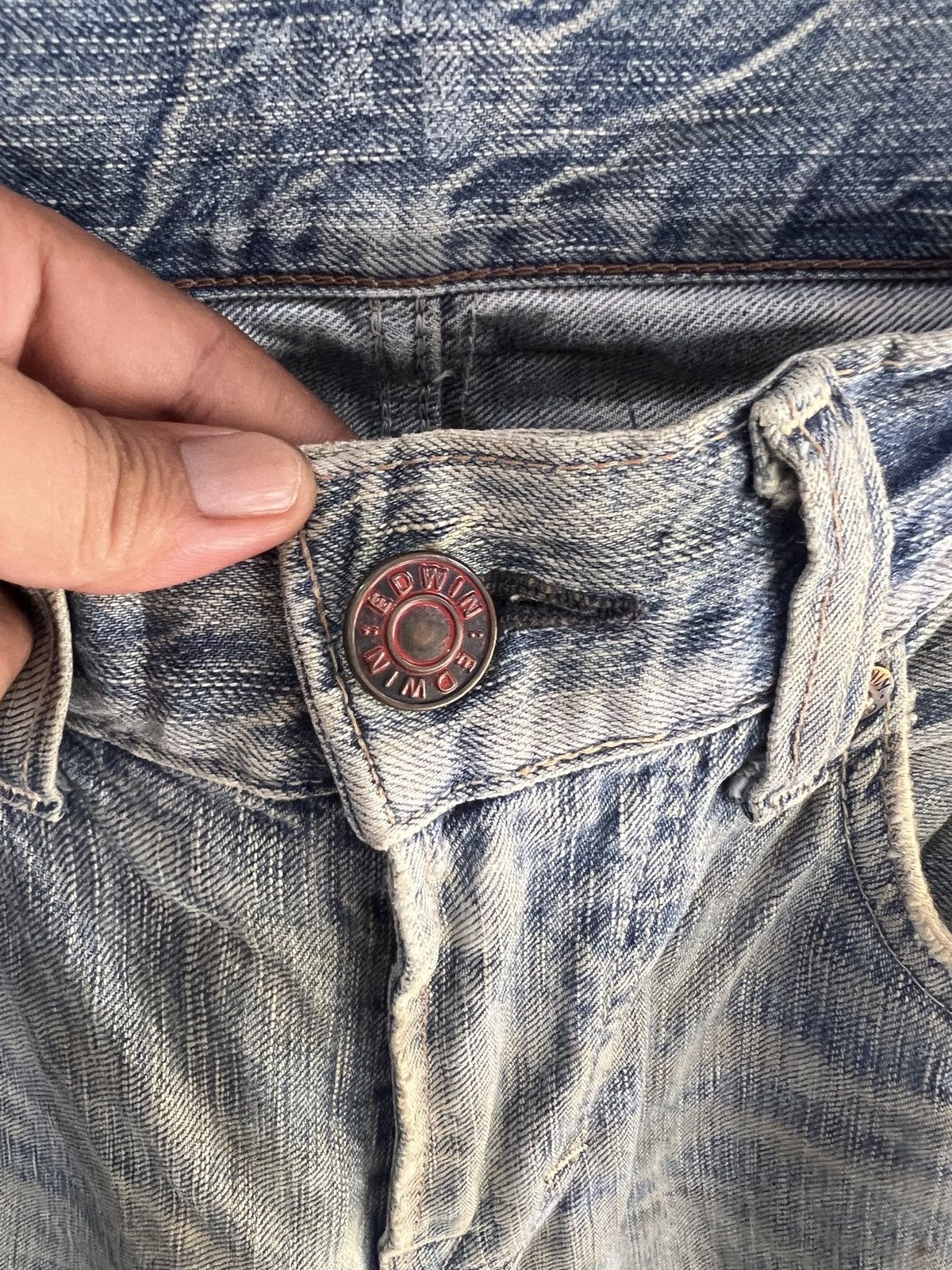Edwin 🔥Vintage Edwin Blue Trip Distressed Denim Size US 32 / EU 48 - 10 Thumbnail