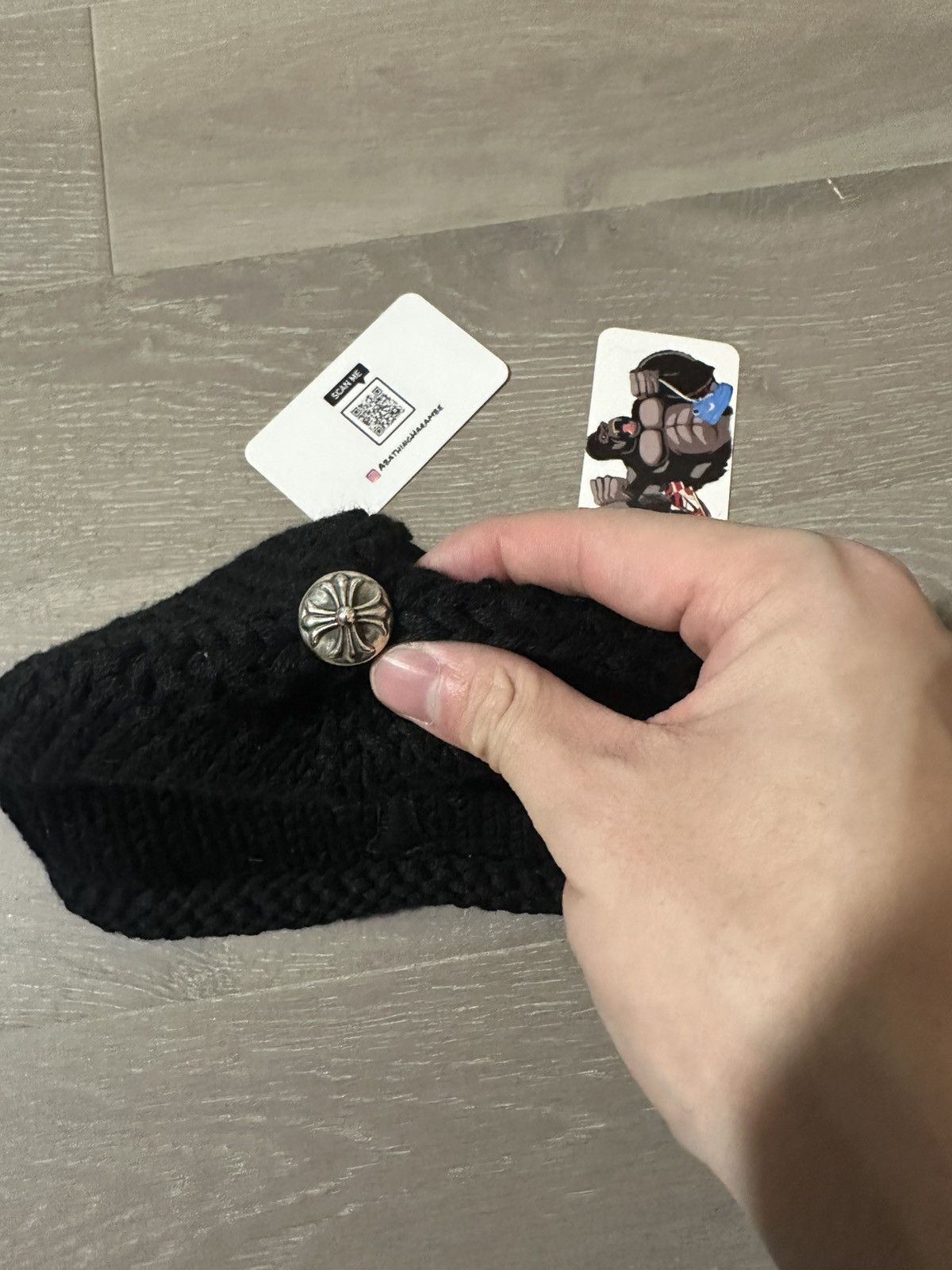 Chrome Hearts Chrome Hearts Cross Patch Cashmere Beanie Kids Size ONE SIZE - 4 Thumbnail