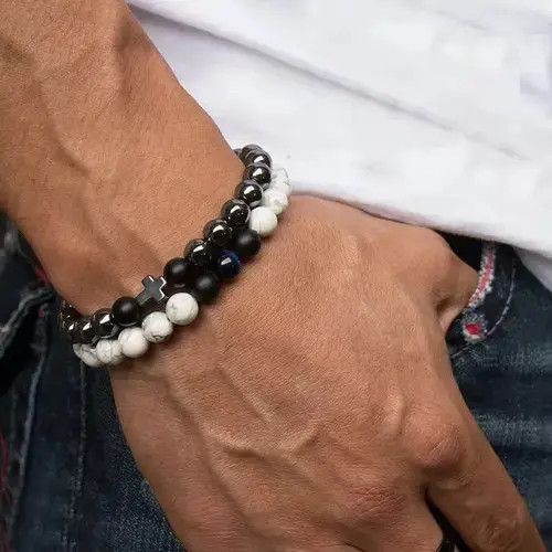 Jewelry 2pcs/set Cross Beaded Bracelet Size ONE SIZE - 1 Thumbnail
