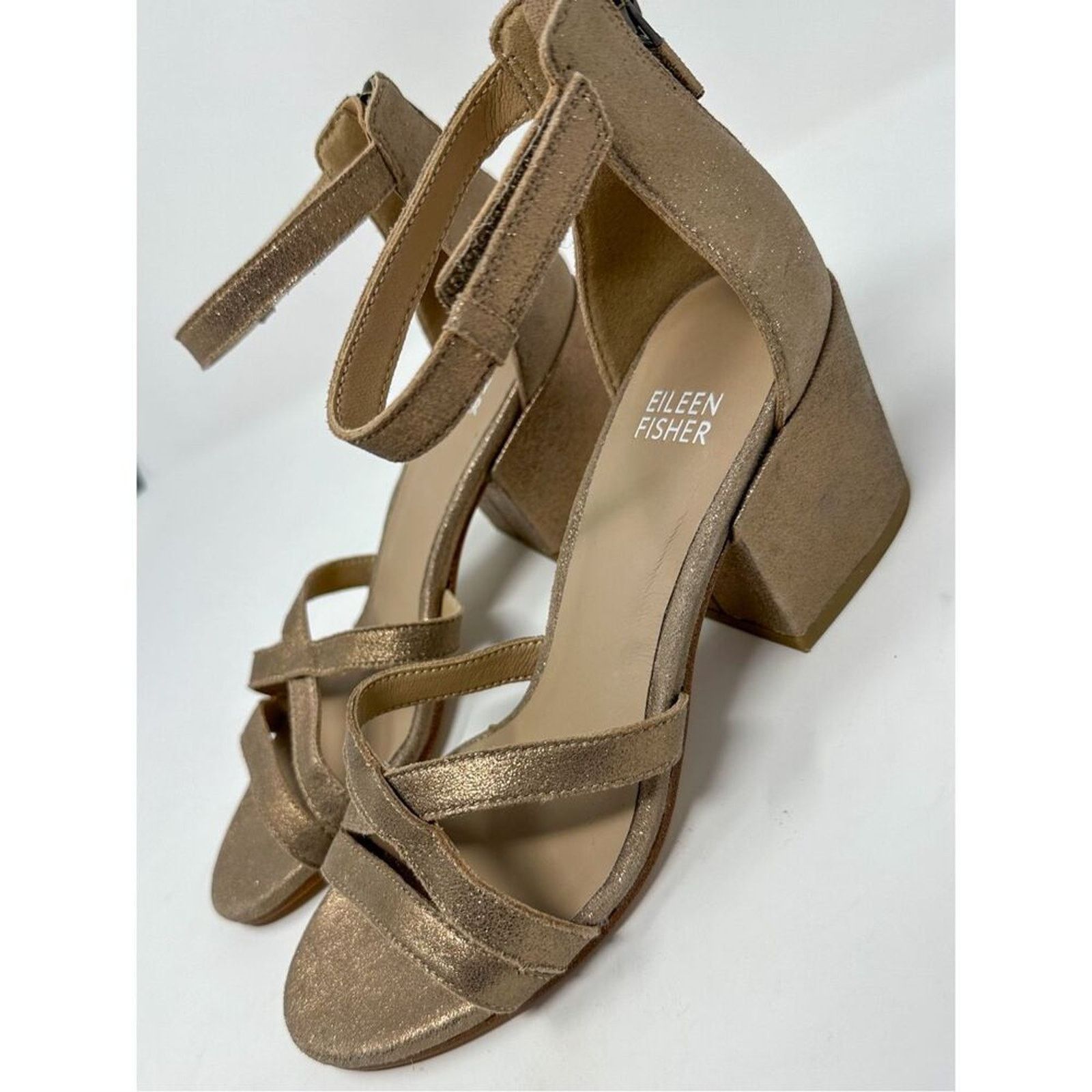 Eileen Fisher NWOT Eileen Fisher Noni Ankle Strap Sandals Bronze Size 5.5 Size US 5.5 / IT 35.5 - 4 Thumbnail