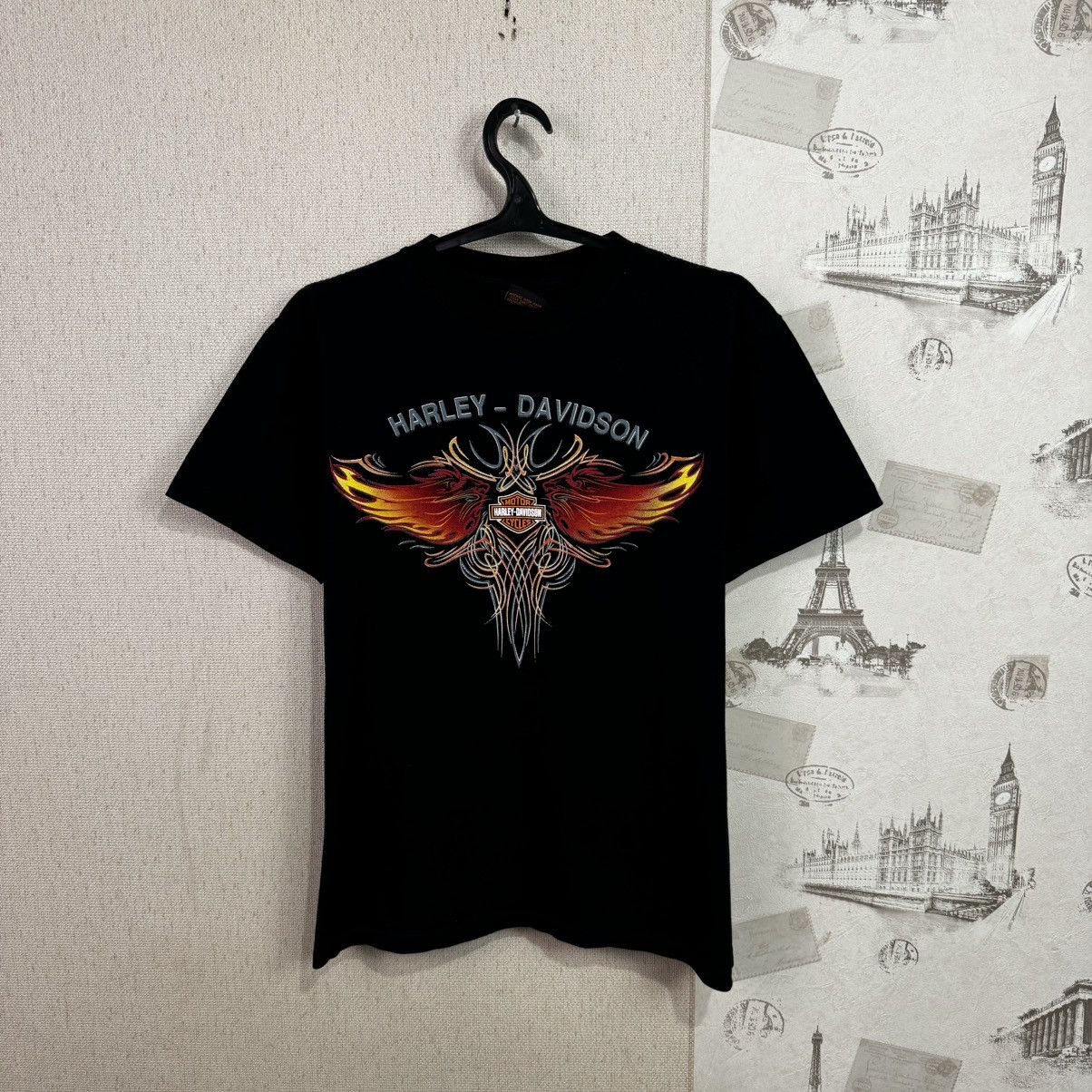 Harley Davidson × Vintage Vintage Harley Davidson T shirt Fire Wings USA Biker L Size US L / EU 52-54 / 3 - 3 Thumbnail