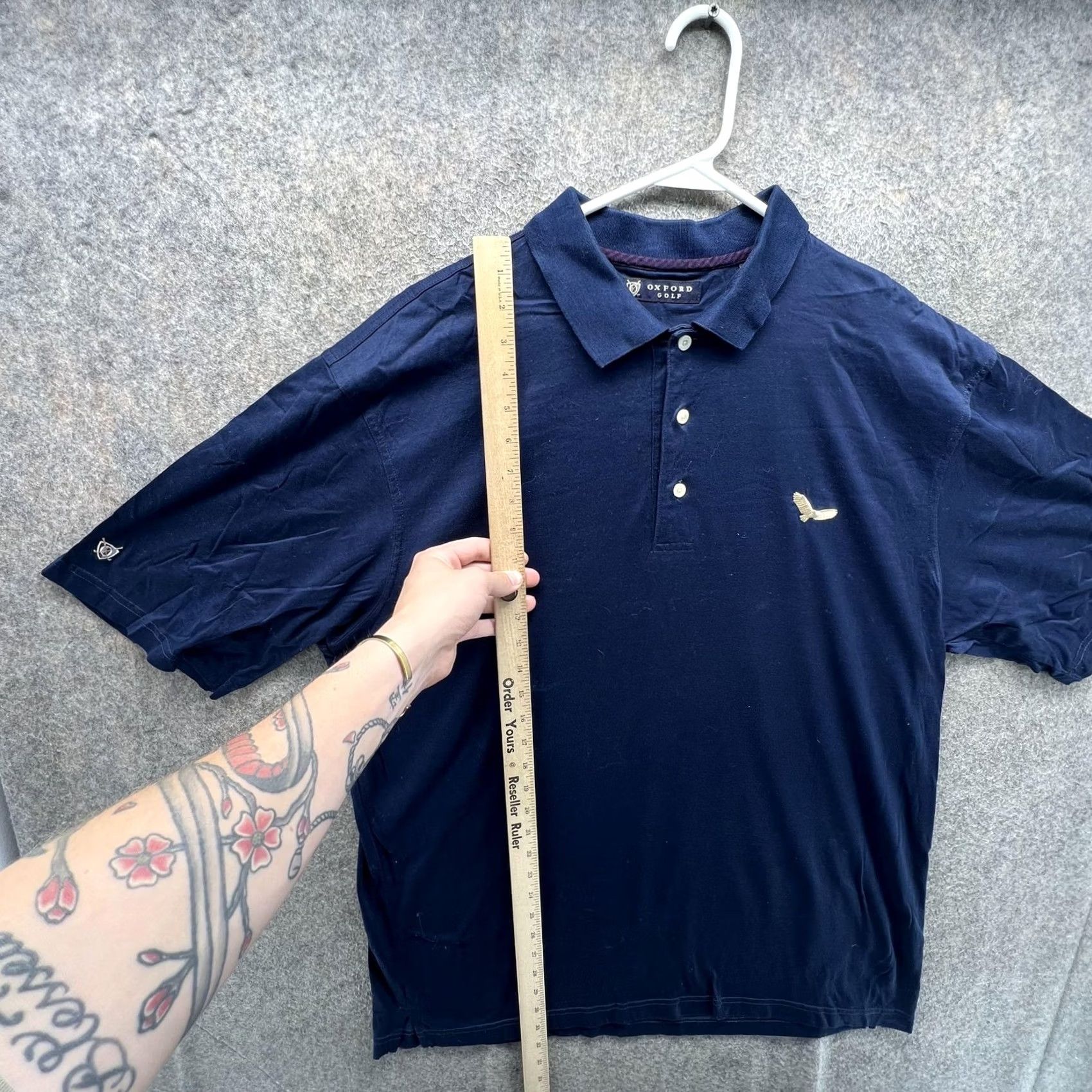 Vintage Oxford Golf Polo Shirt Mens L Blue Solid Mercerized Cotton Golf Casual Polo Shirt Mens L Blue Solid Size US L / EU 52-54 / 3 - 5 Thumbnail