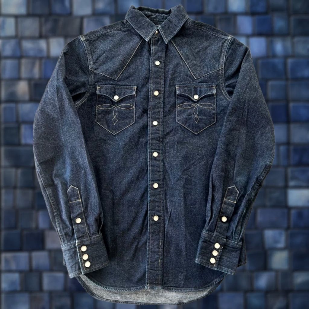 Ralph Lauren RRL RALPH LAUREN Shirt Men's XS Indigo Denim Western Solid Casual USED Size US XS / EU 42 / 0 - 1 Thumbnail