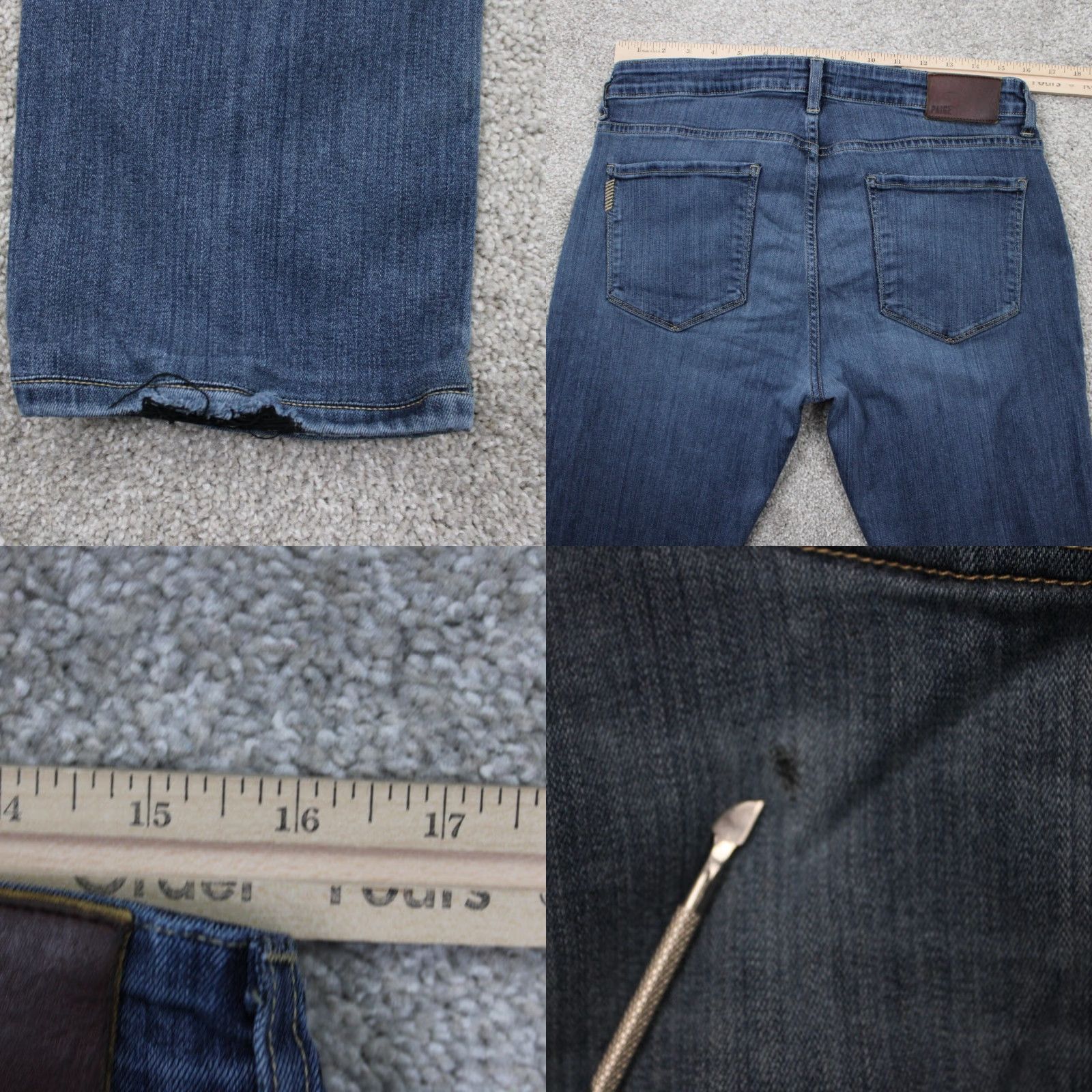 Paige Paige Federal Jeans Mens 33 Blue 5-Pocket Stretch Inseam 30" Regular Straight Denim Clothing Pants Shirts Jeans Size US 33 - 8 Thumbnail