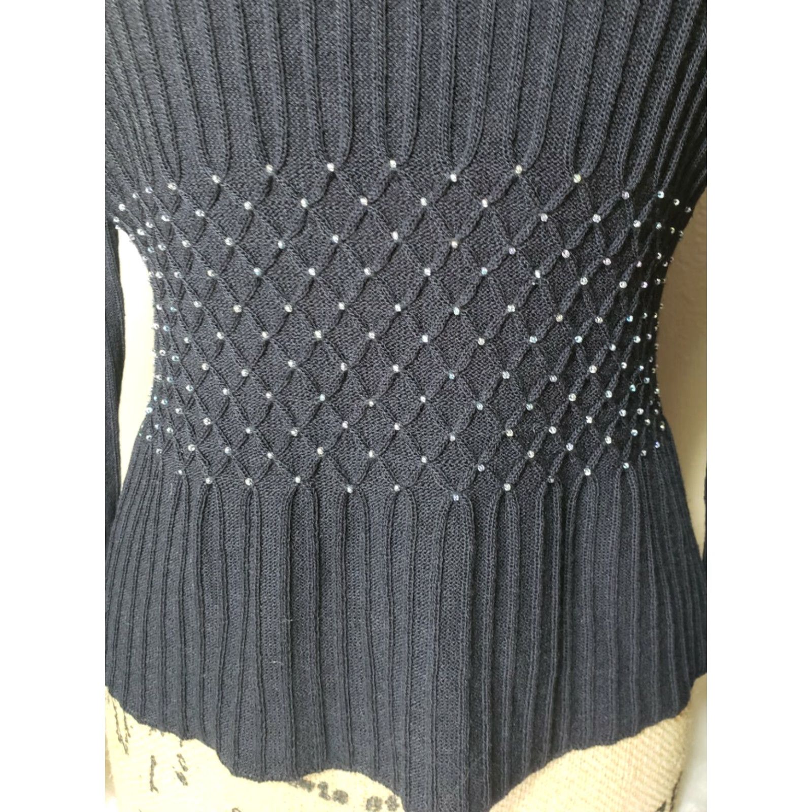 Vintage VINTAGE A.S.A.P Wool Beaded Ribbed Turtleneck Sweater-Size L Shirt Adult Large Black Beaded Ribbed Turtleneck Sweater 90s Mens Size L / US 10 / IT 46 - 2 Thumbnail