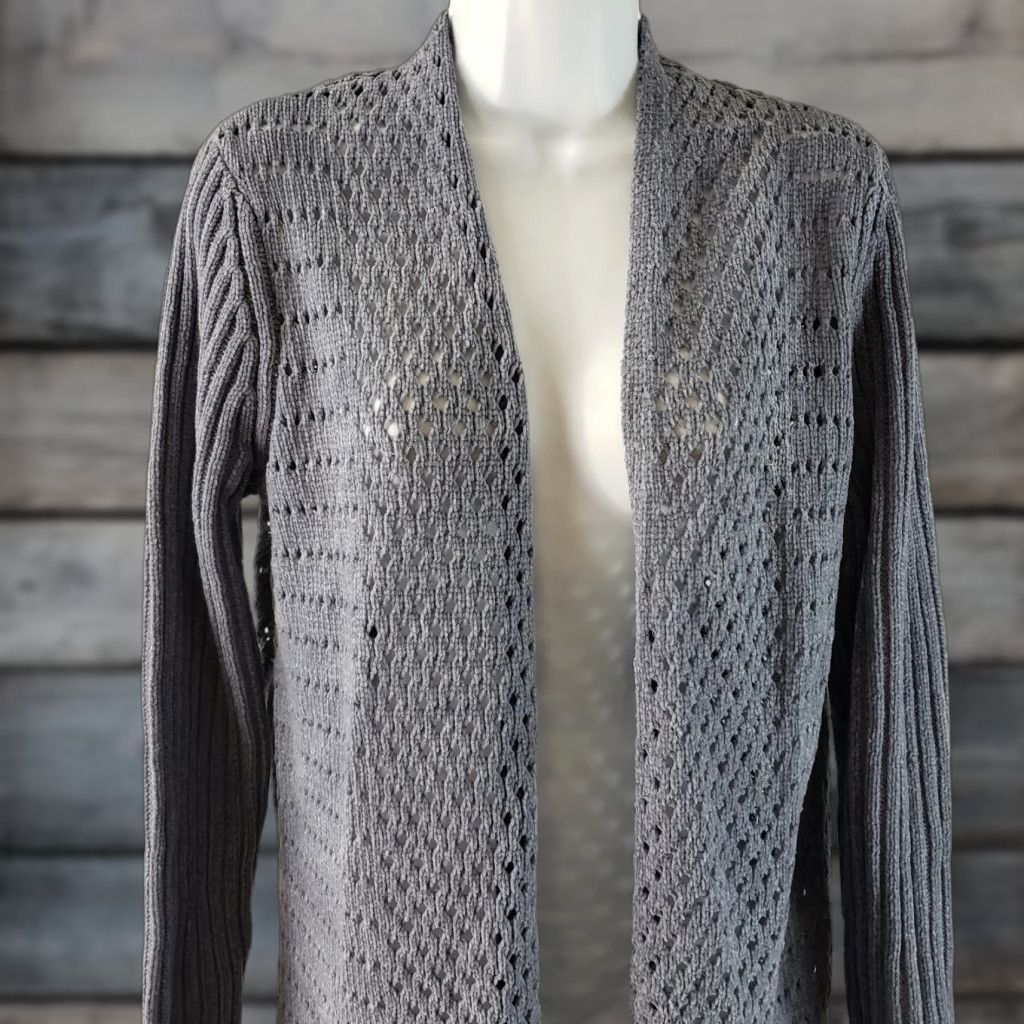 Vintage Sahalie Cardigan Womens Open Front Knitted Chenille Purple Large Size L Knit Sweater Size L / US 10 / IT 46 - 1 Thumbnail