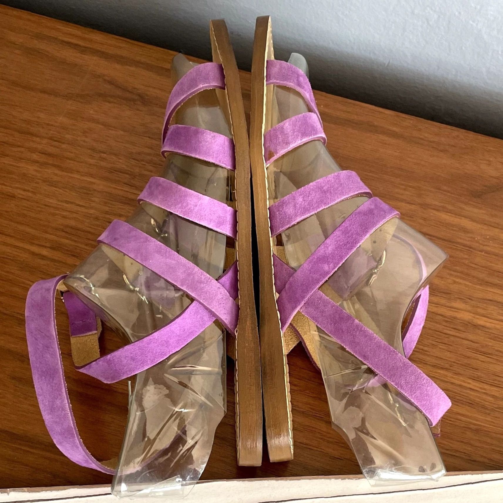 J.Crew J. Crew Strappy Buckle Suede Sandals Neon Amethyst Purple Flat Sandal Women Size 7 Size US 7 / IT 37 - 4 Thumbnail