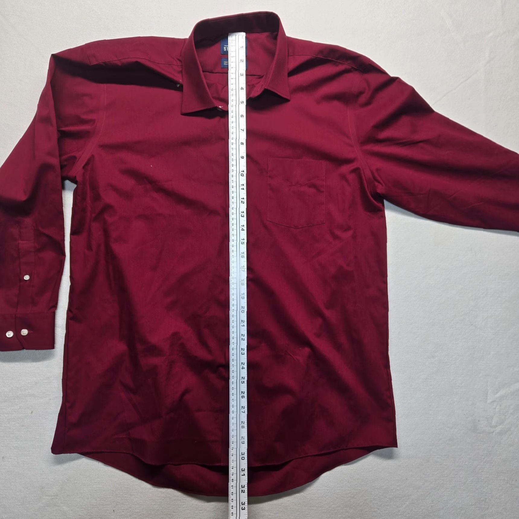 Stafford VINTAGE Stafford Men's Button-Up Shirt Casual Travel Solid Red Long Sleeve 17 32-33 Easy Care Size US XL / EU 56 / 4 - 6 Thumbnail