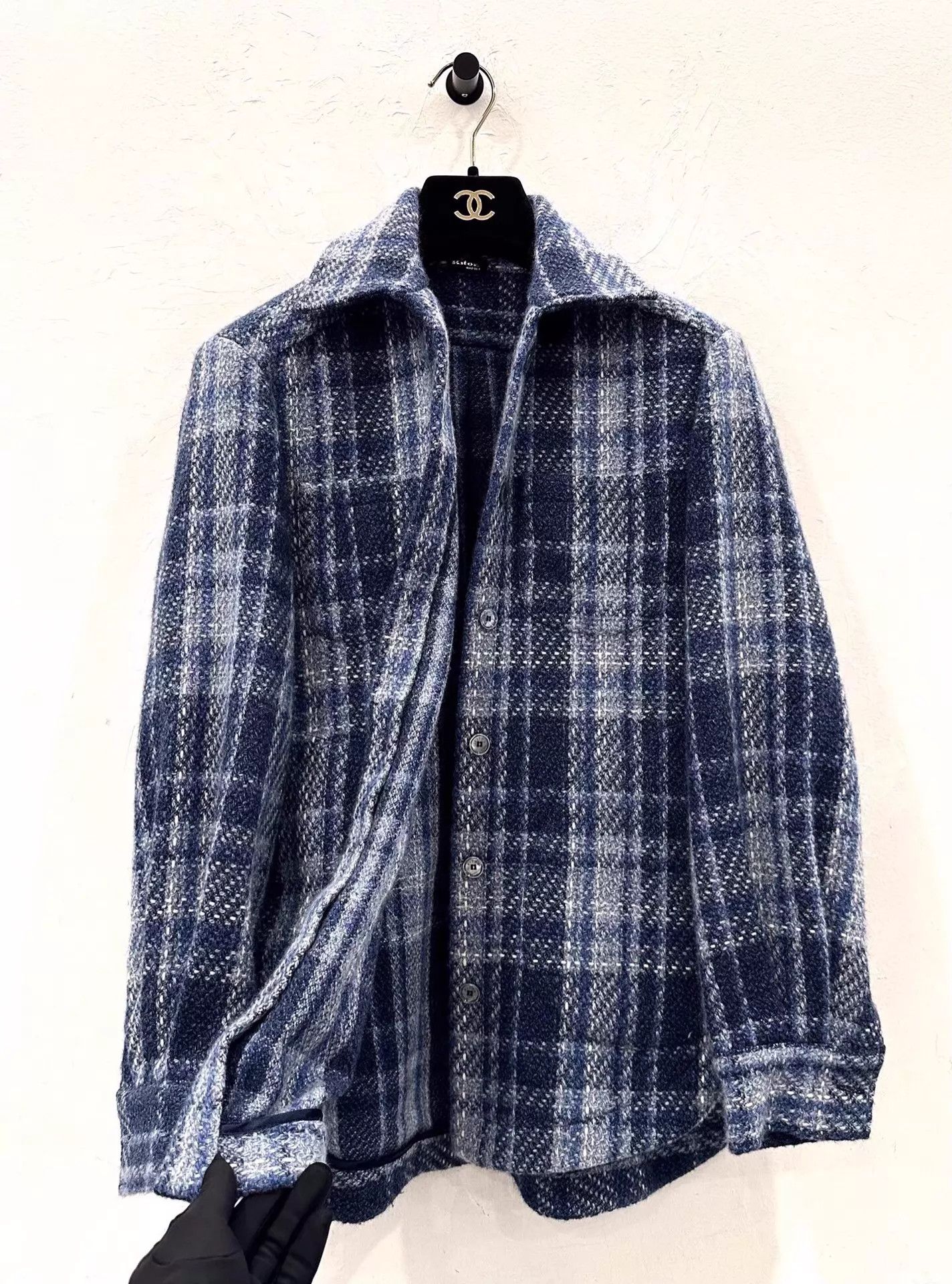 Kiton Kiton Womens Blue & White Check Logo Tweed Jkt 38 Size XS / US 0-2 / IT 36-38 - 4 Thumbnail
