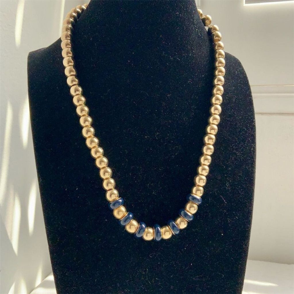 The Unbranded Brand Vintage Gold And Black Bead Necklace 17" Fashion Jewelry Size ONE SIZE - 4 Thumbnail