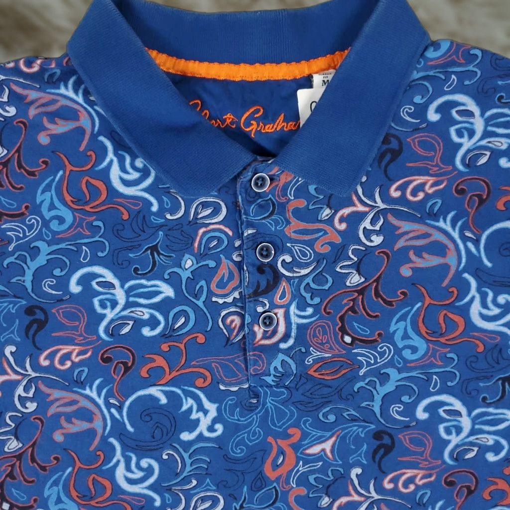Robert Graham VINTAGE Robert Graham Polo Shirt Mens Medium Blue Floral Casual Short Sleeve 2000s Men Size US M / EU 48-50 / 2 - 1 Thumbnail